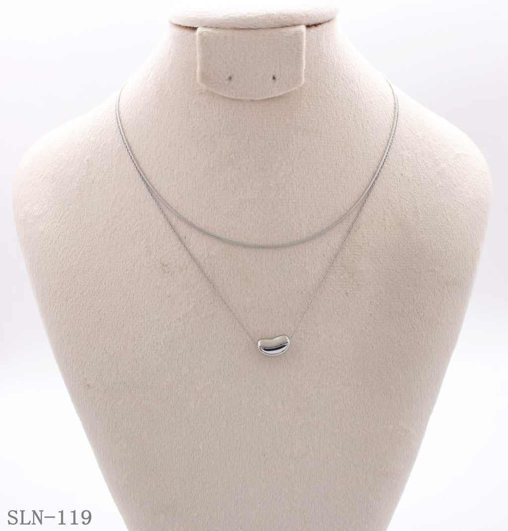 Double Layer Bean Drop Snake Cable Chain Stainless Steel Layering Necklace | Factory Direct Wholesale