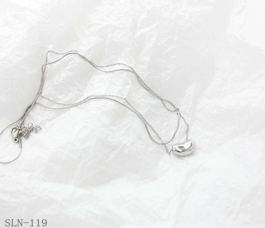 Double Layer Bean Drop Snake Cable Chain Stainless Steel Layering Necklace | Factory Direct Wholesale