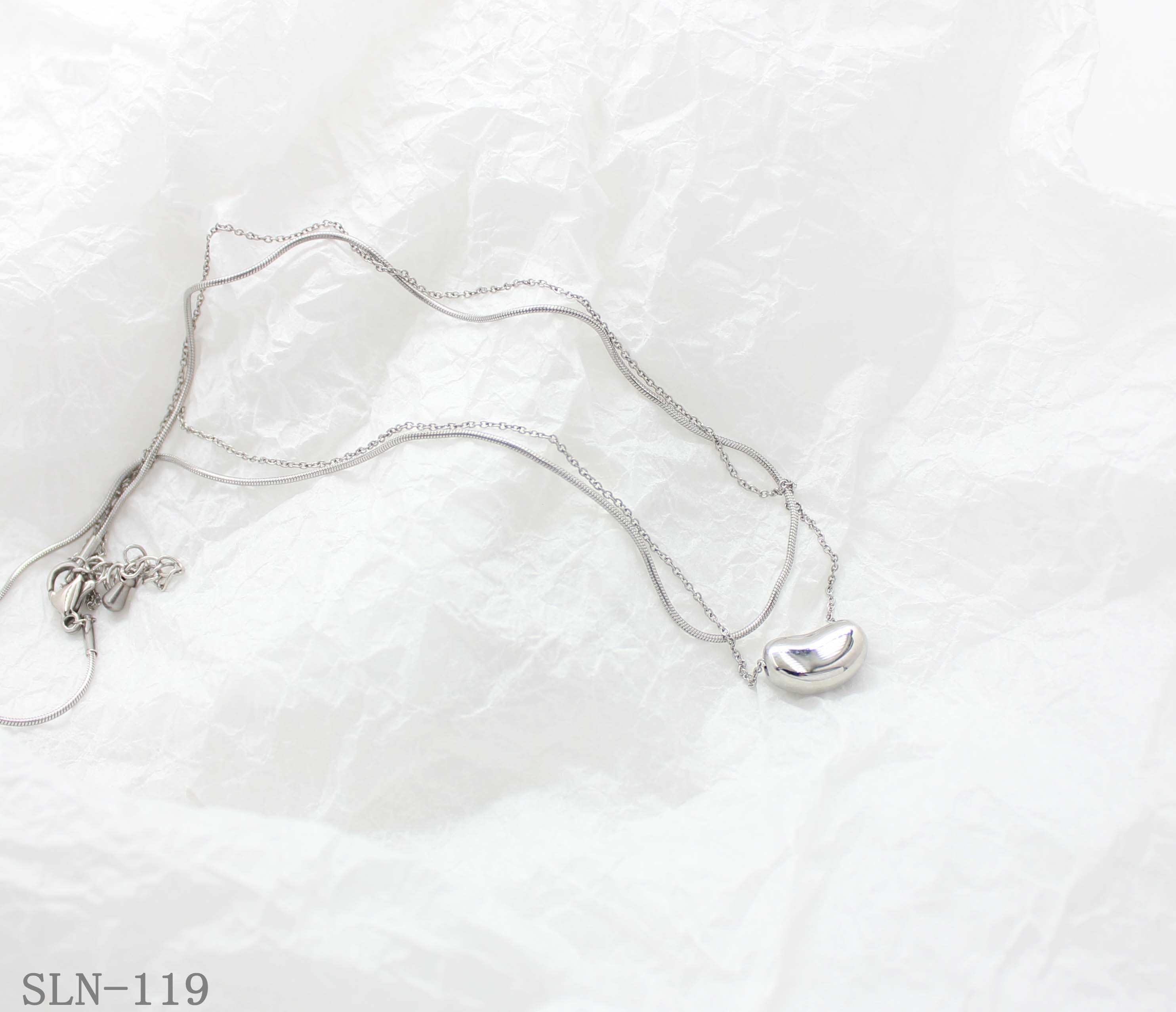 Double Layer Bean Drop Snake Cable Chain Stainless Steel Layering Necklace | Factory Direct Wholesale