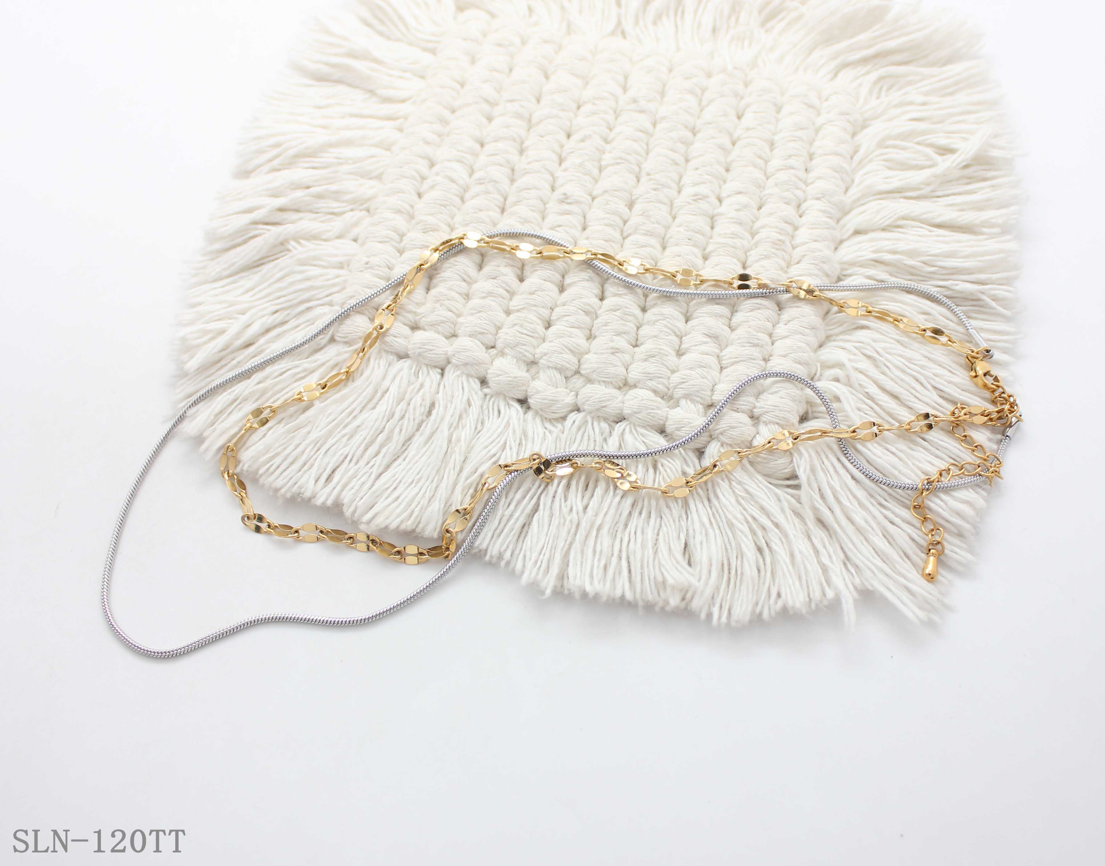 Two‑Tone Dual‑Layer Snake & Oval Link Vacuum Plated Stainless Steel Stacking Necklace | Factory Direct Wholesale