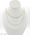 Two‑Tone Pre‑Stacked Glossy Oval Link & Fine Snake Chain Stainless Steel Dual‑Layer Everyday Necklace | Factory Direct Wholesale