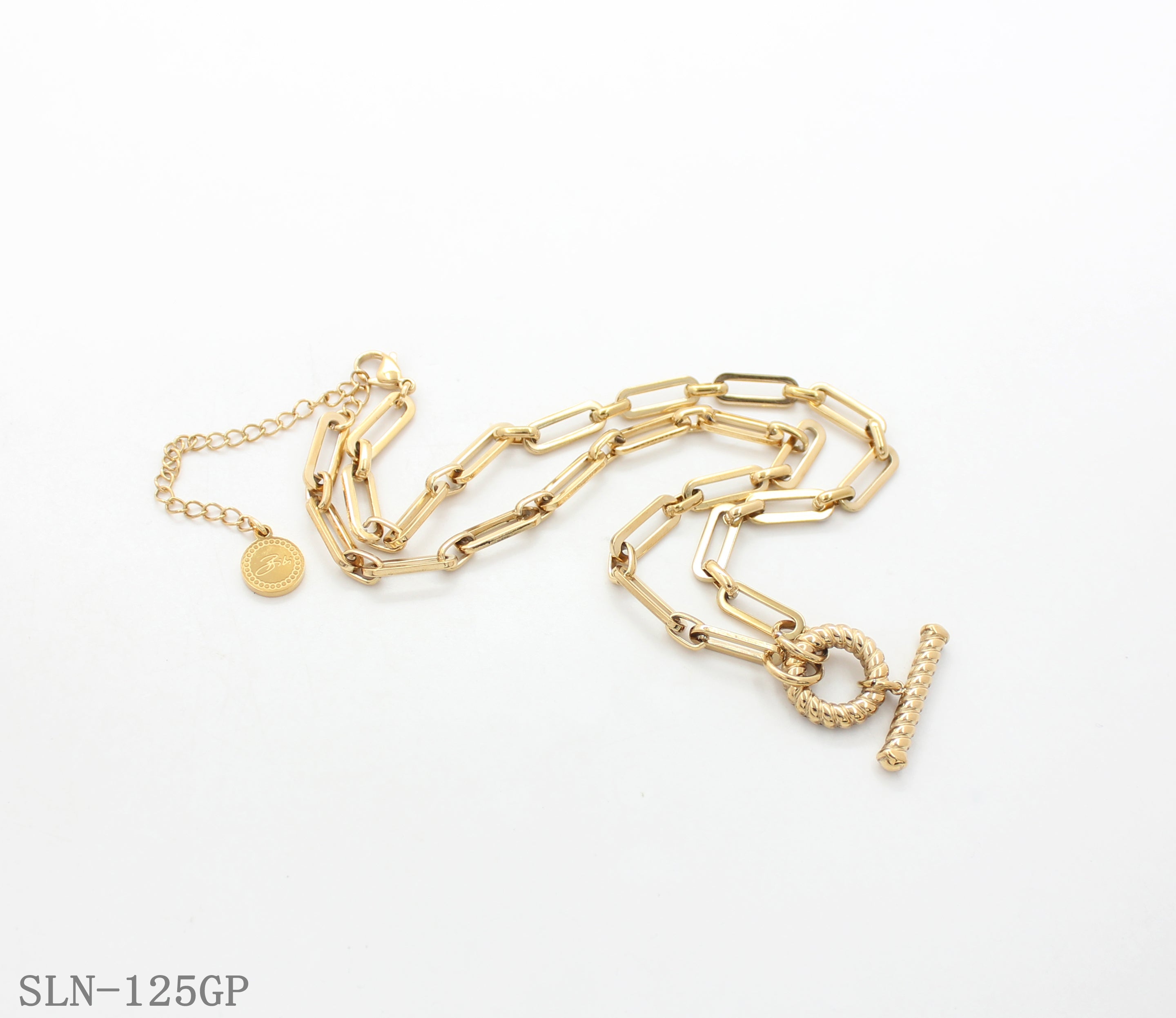 Equal‑Size Paperclip Chain Central Twisted‑Rope Textured OT‑Clasp Stainless Steel Minimalist Necklace | Factory Direct Wholesale