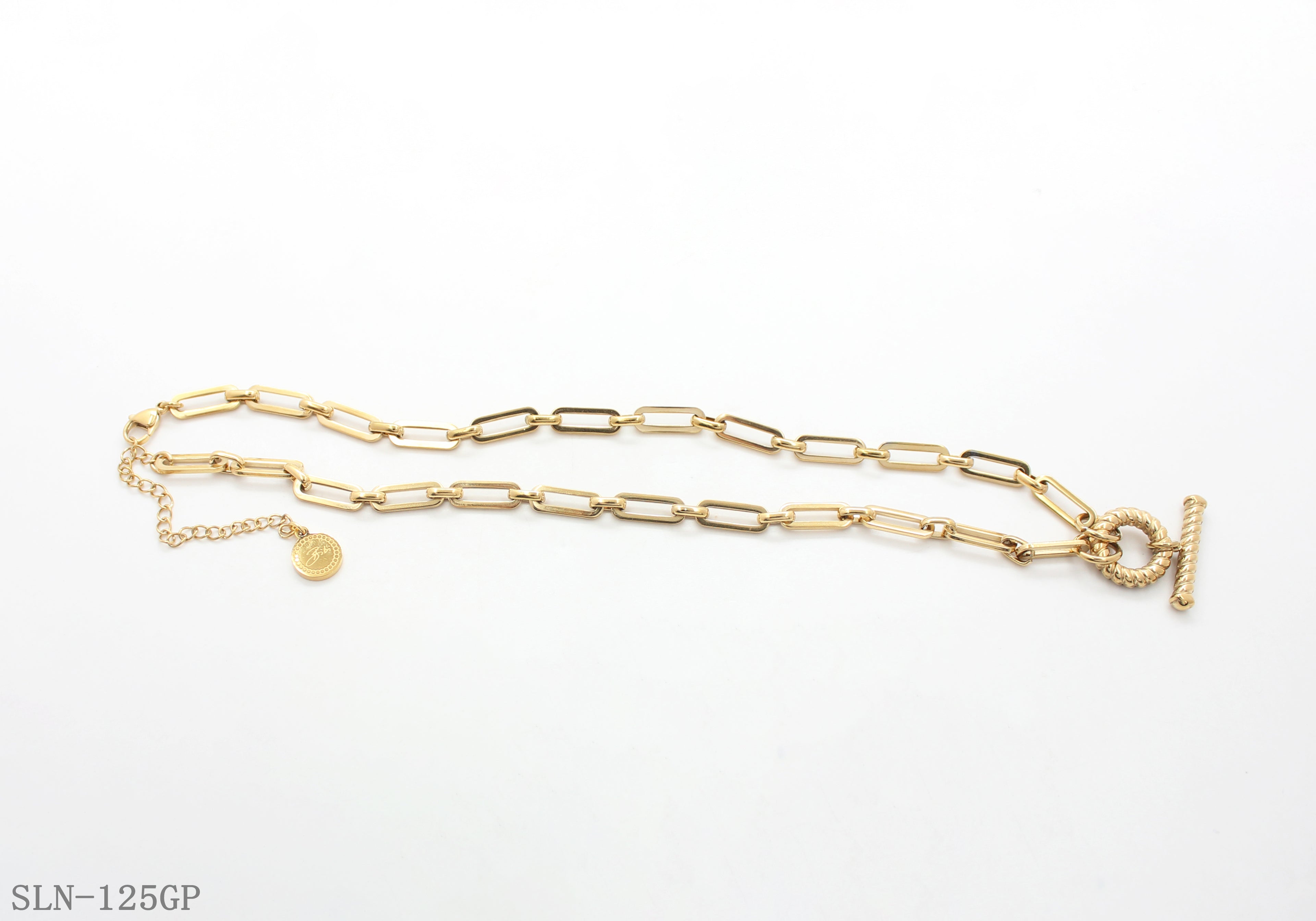 Equal‑Size Paperclip Chain Central Twisted‑Rope Textured OT‑Clasp Stainless Steel Minimalist Necklace | Factory Direct Wholesale
