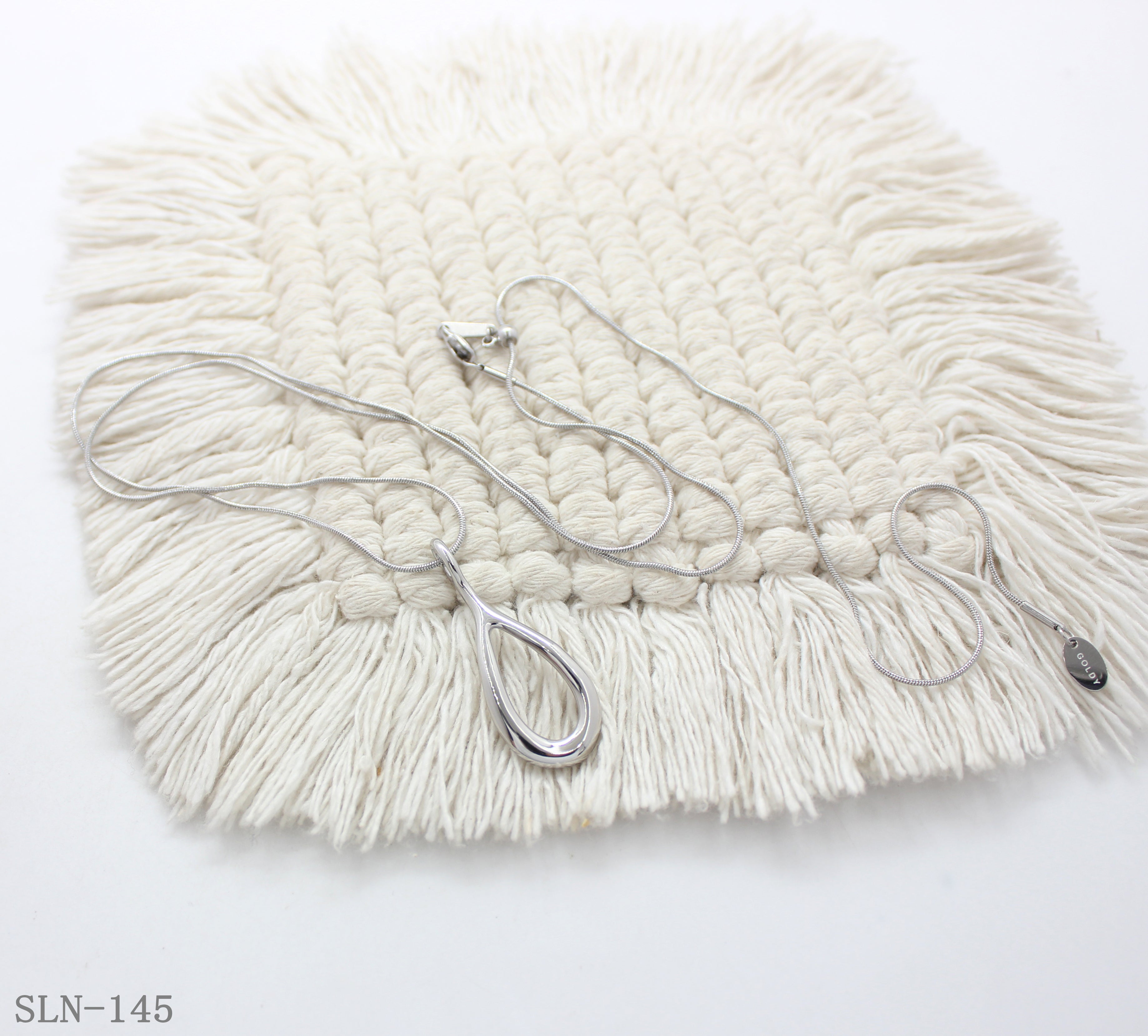 Adjustable Hollow Teardrop Pendant Fine Snake Chain Stainless Steel Layering Necklace | Factory Direct Wholesale