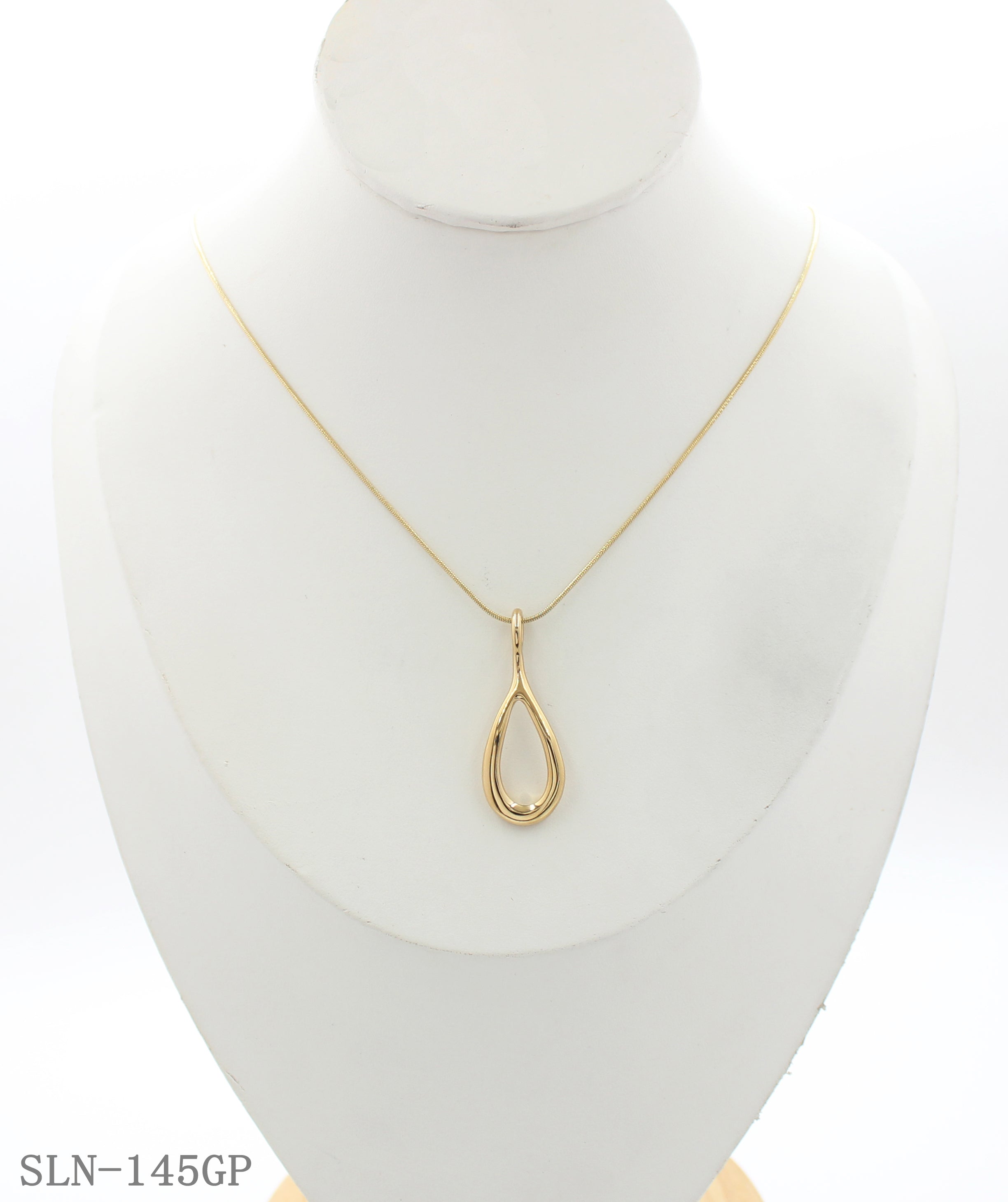 Adjustable Hollow Teardrop Pendant Fine Snake Chain Gold Plated Stainless Steel Layering Necklace | Factory Direct Wholesale