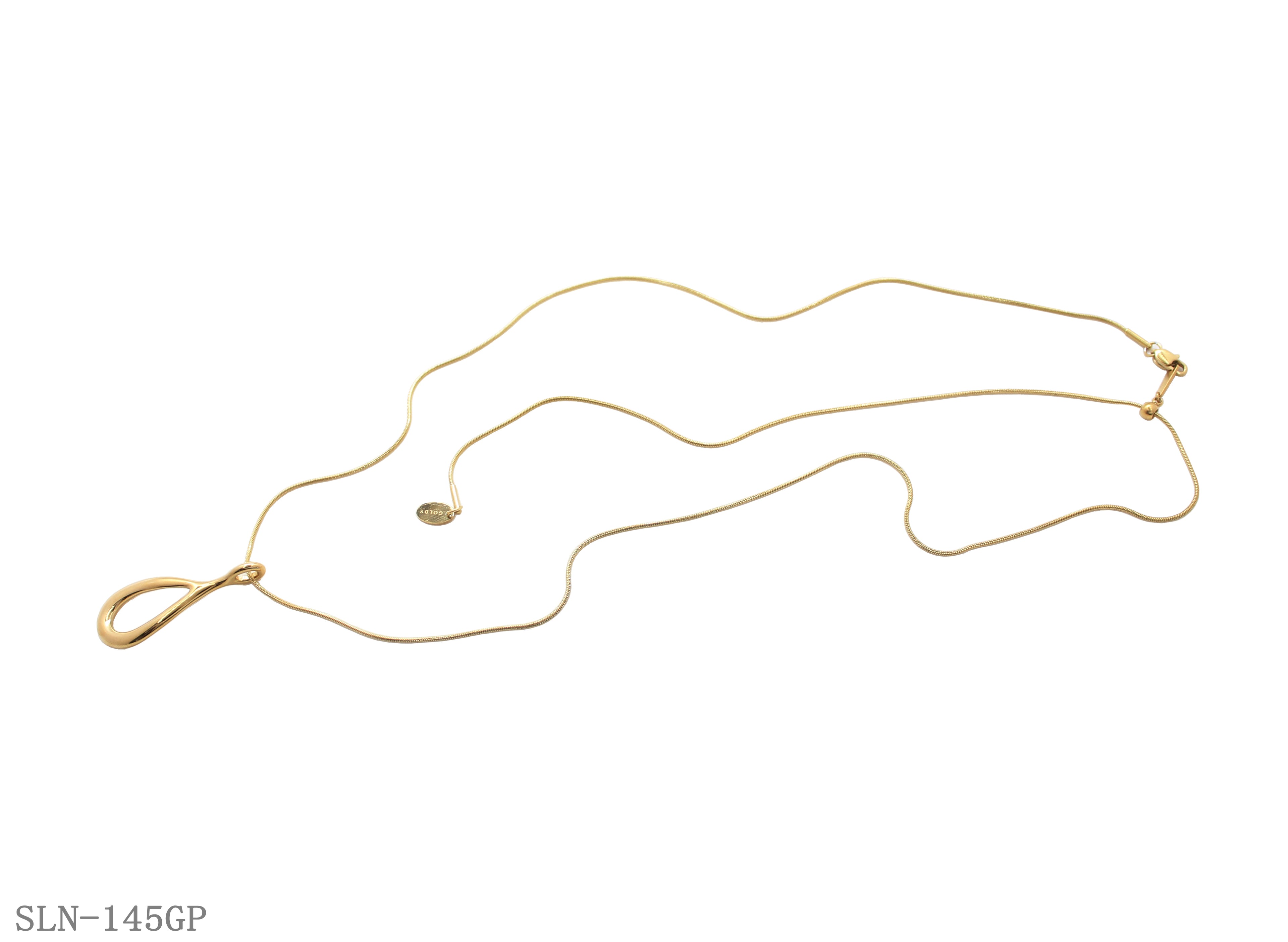 Adjustable Hollow Teardrop Pendant Fine Snake Chain Gold Plated Stainless Steel Layering Necklace | Factory Direct Wholesale