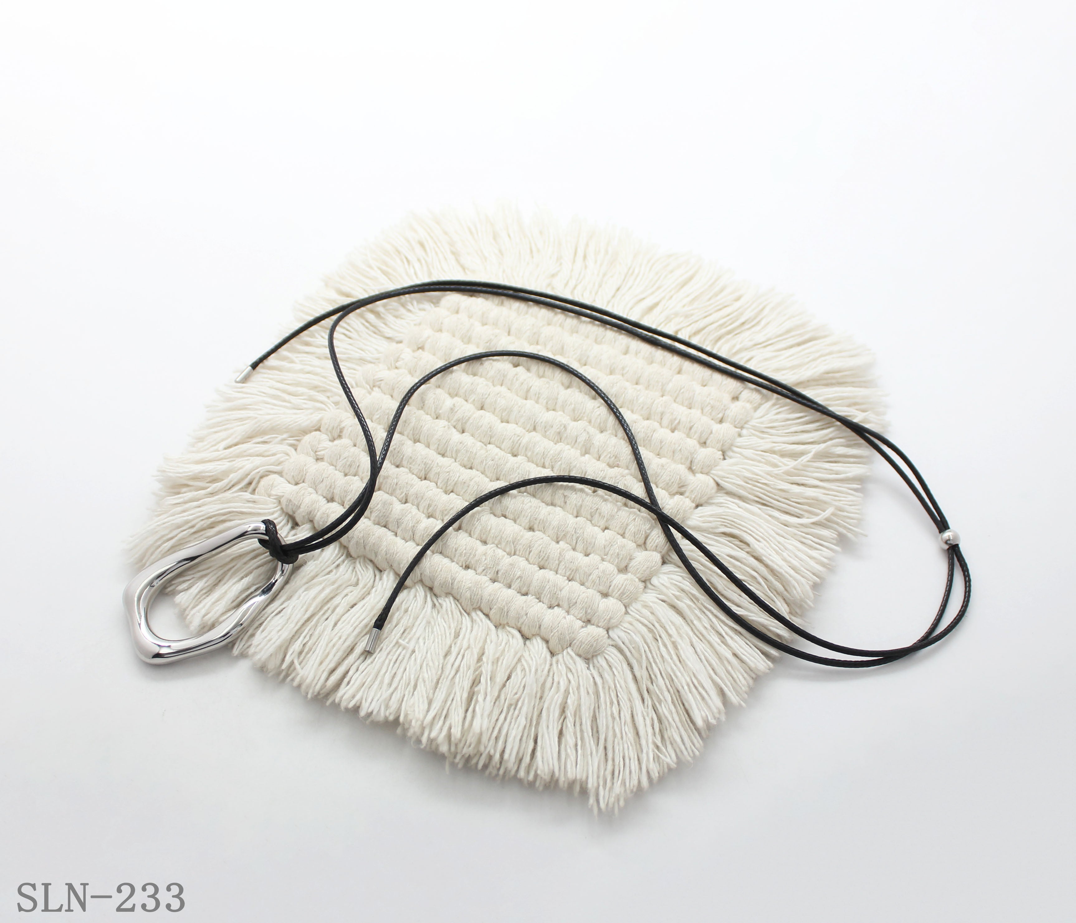 110CM Sliding Adjustable Black Wax Cord Irregular Hollow Stainless Steel Pendant Long Casual Necklace | Factory Direct Wholesale