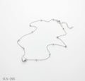 Spaced Round Bead Heart Charm Necklace | Solid Stainless Steel Vacuum Ion Silver Plated Mini Puffy Heart Women Layering Clavicle Chain Wholesale
