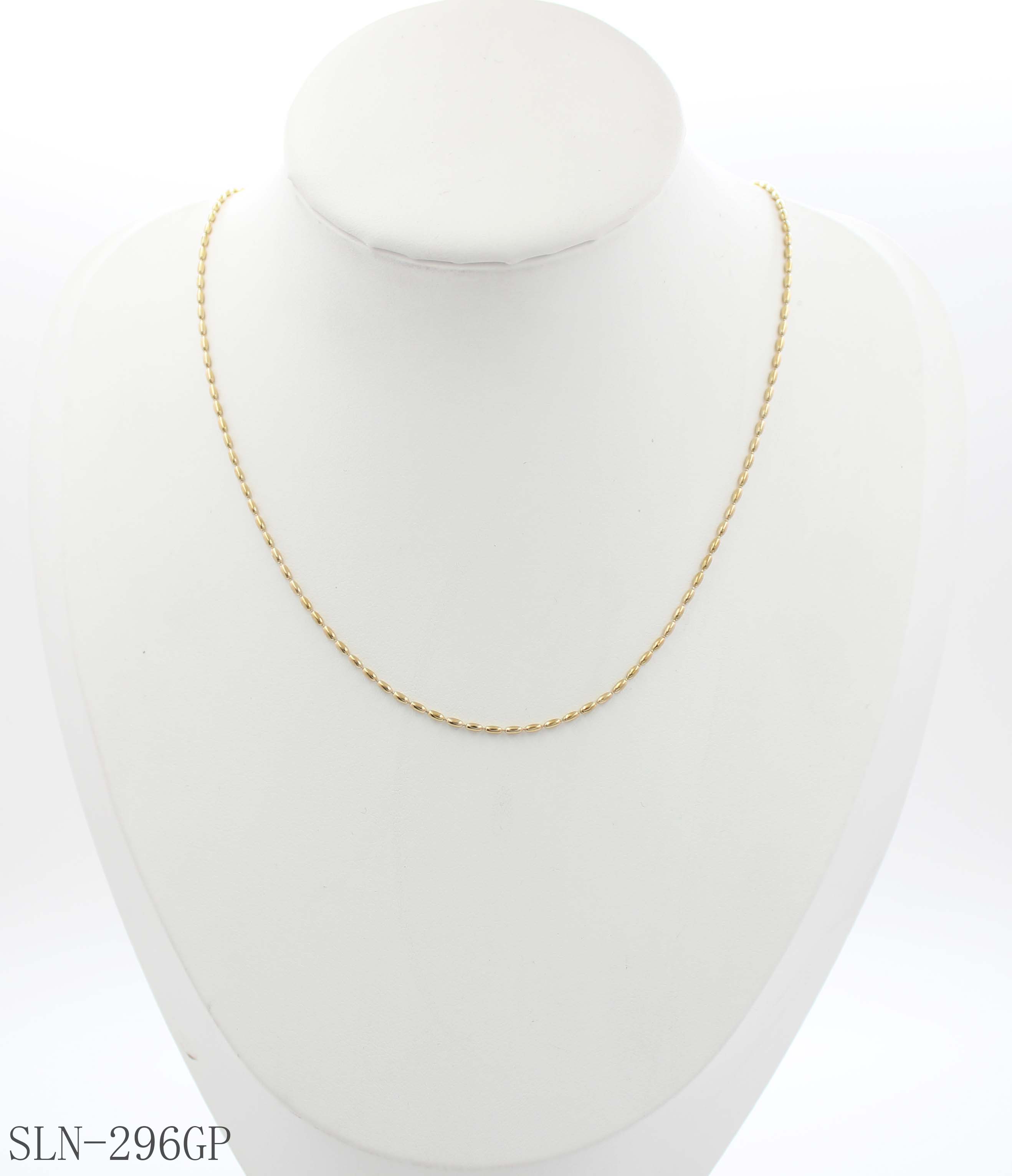 Slim Oval Rice Link Plain Layering Necklace | Solid Stainless Steel Base Vacuum Ion Gold Plated Dainty Blank Women Clavicle Chain For Pendant DIY Factory Wholesale