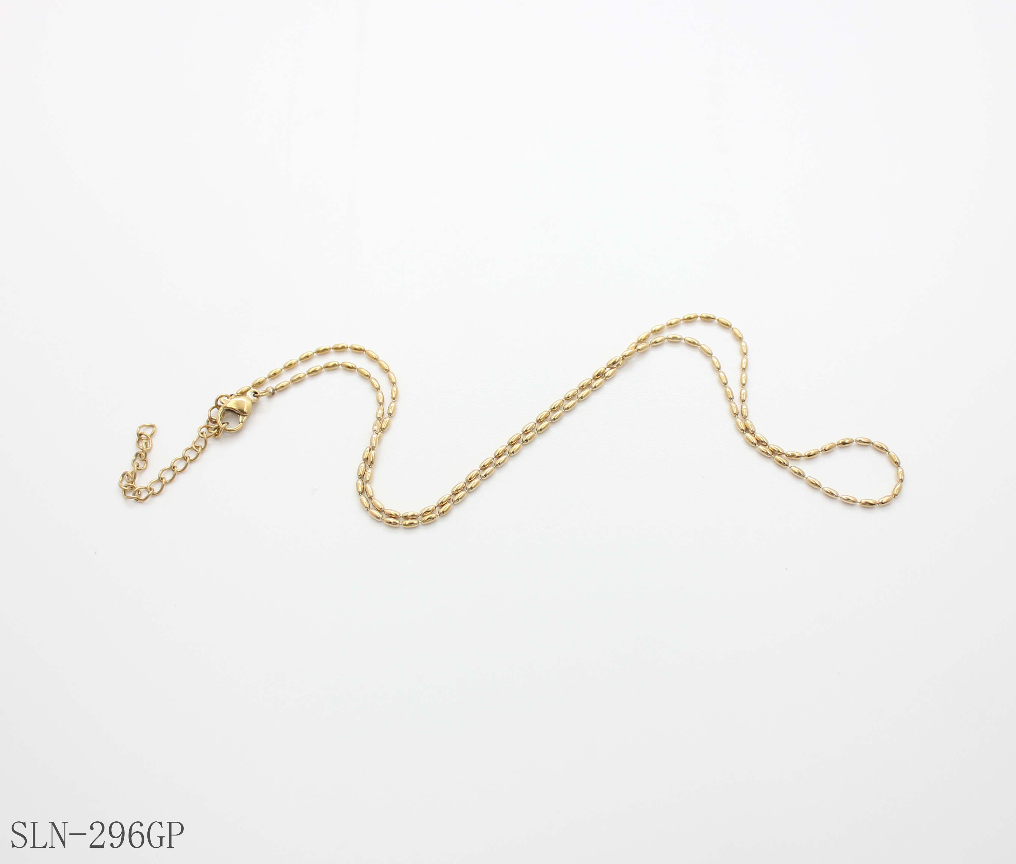 Slim Oval Rice Link Plain Layering Necklace | Solid Stainless Steel Base Vacuum Ion Gold Plated Dainty Blank Women Clavicle Chain For Pendant DIY Factory Wholesale