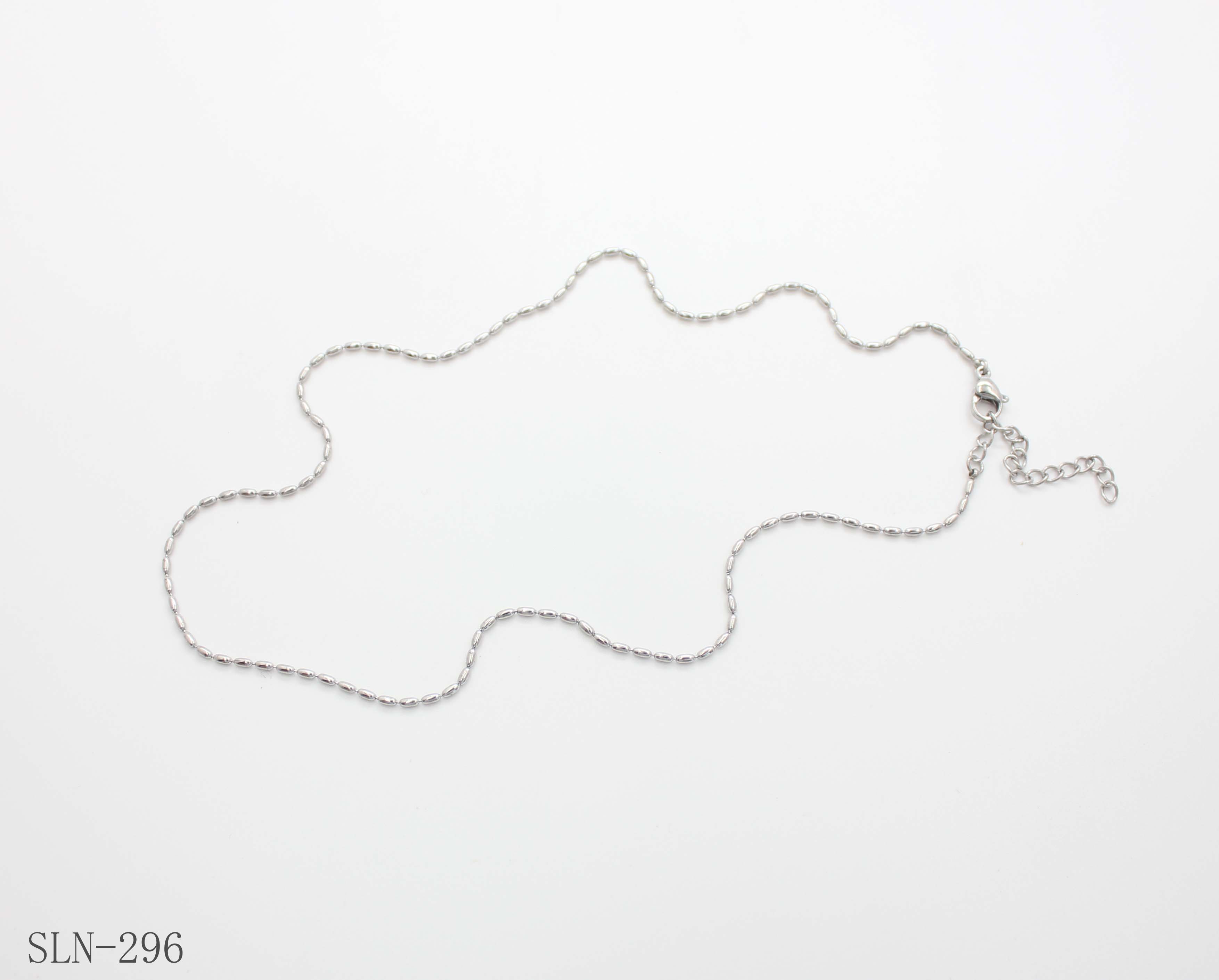 Slim Continuous Rice Link Blank Chain | Solid Stainless Steel Vacuum Ion Silver Plated Seamless Bead-Free Layering Women’s Clavicle Chain Factory Wholesale