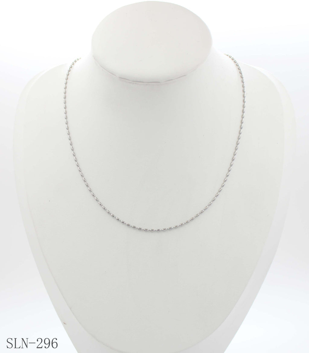 Slim Continuous Rice Link Blank Chain | Solid Stainless Steel Vacuum Ion Silver Plated Seamless Bead-Free Layering Women’s Clavicle Chain Factory Wholesale