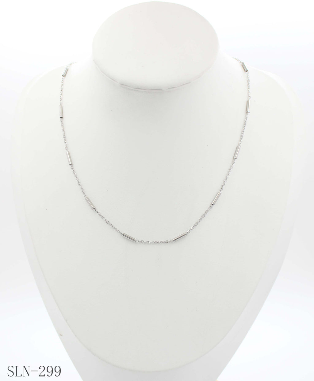 Geometric Tube Bar Segmented Cable Chain | Solid Stainless Steel Vacuum Ion Silver Plated Minimalist Women Blank Stacking Clavicle Chain Wholesale