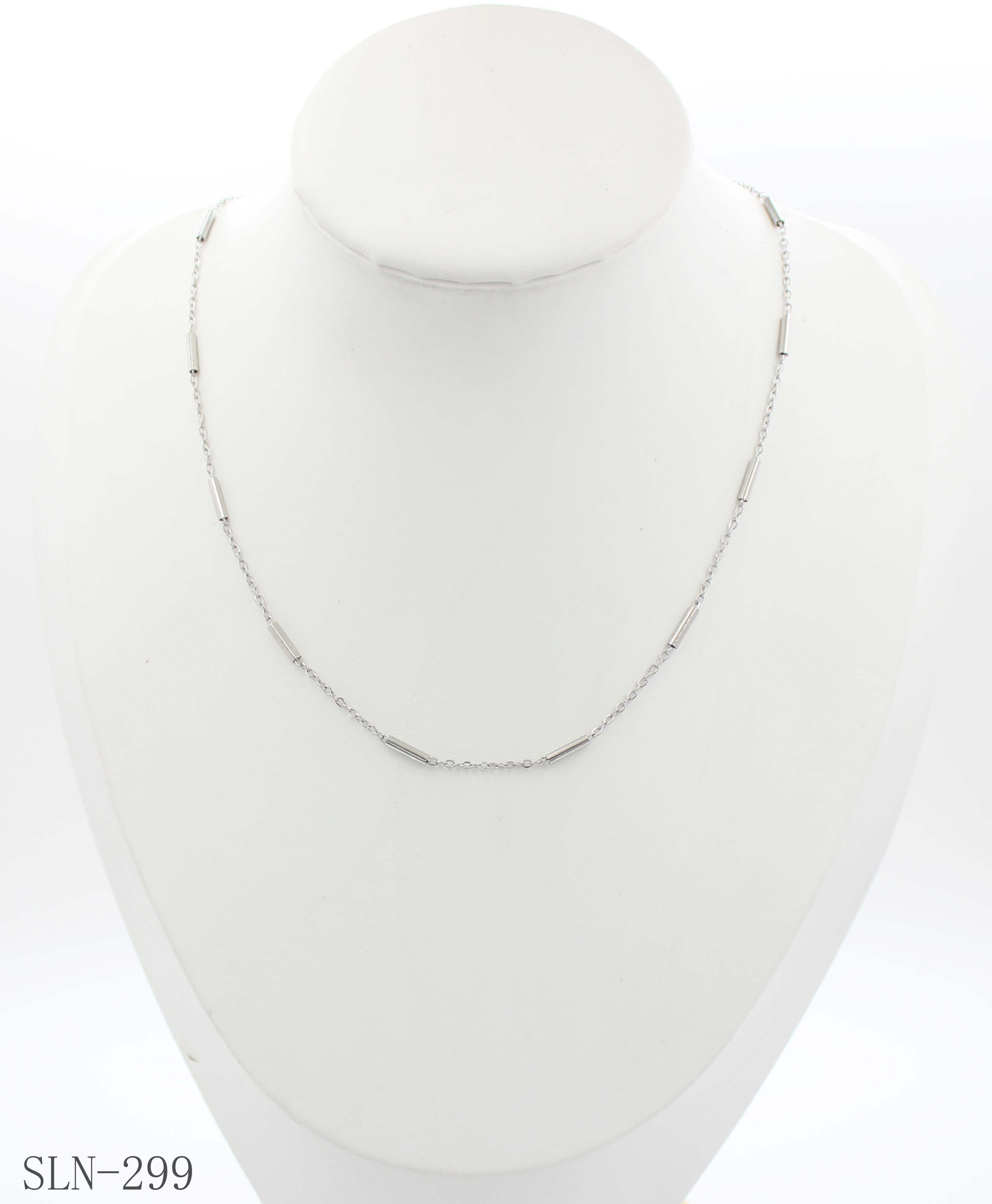 Geometric Tube Bar Segmented Cable Chain | Solid Stainless Steel Vacuum Ion Silver Plated Minimalist Women Blank Stacking Clavicle Chain Wholesale