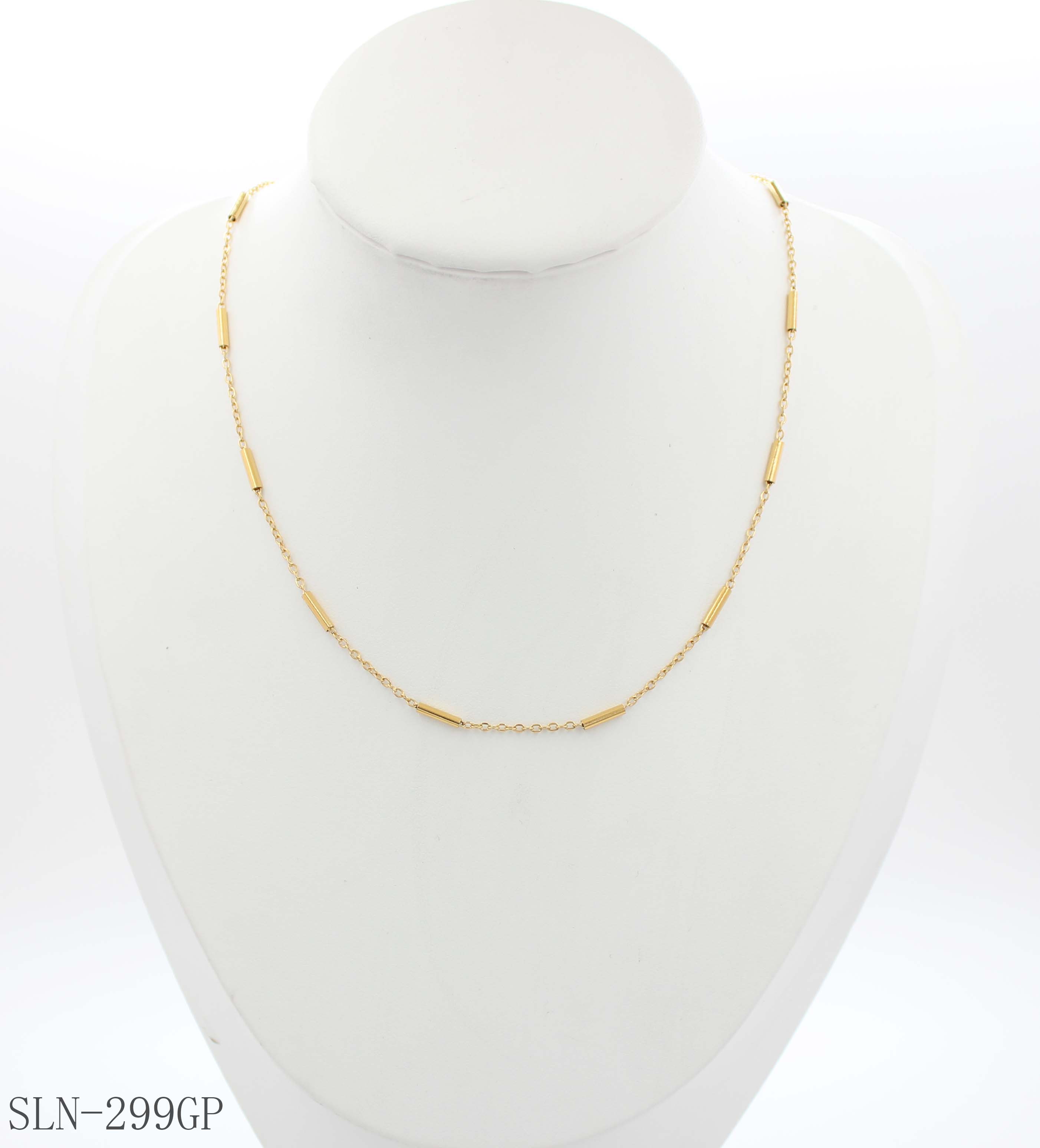 Straight Tube Bar Station Thin Layering Necklace | Solid Stainless Steel Vacuum Ion Gold Plated Minimalist Segmented Blank Women Clavicle Chain Factory Wholesale
