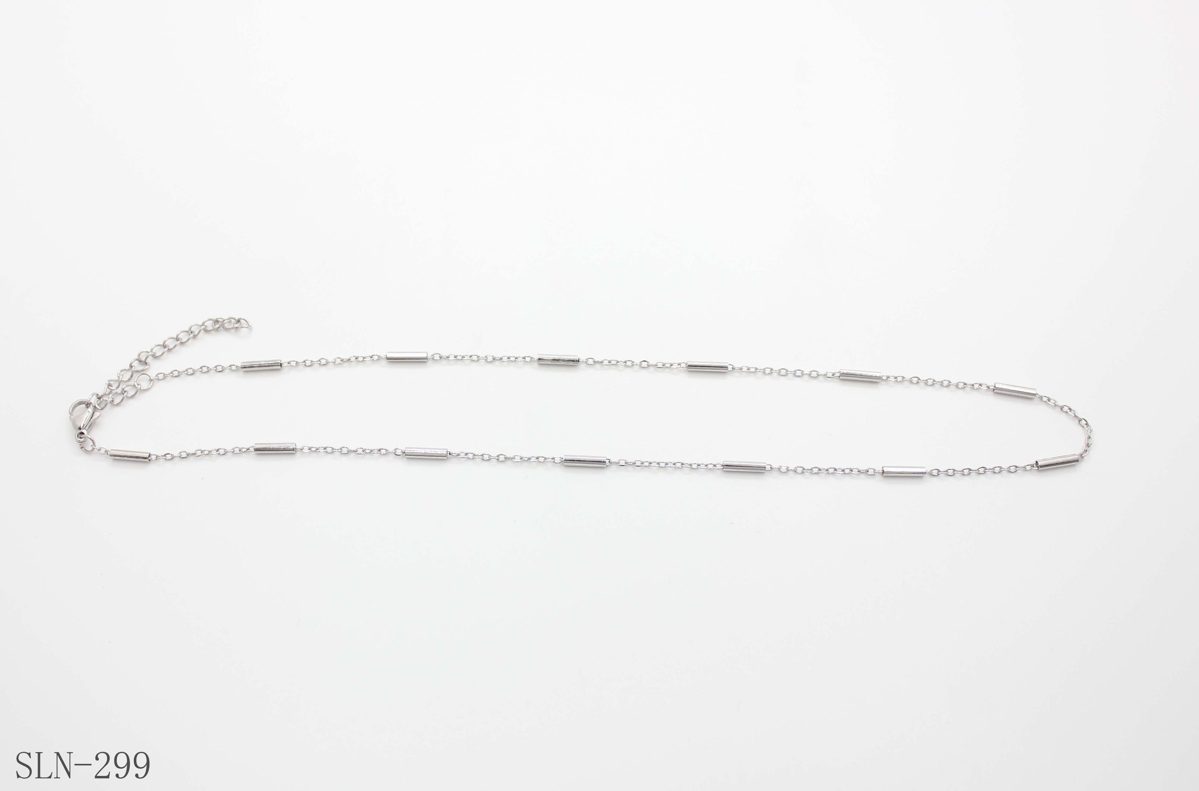 Geometric Tube Bar Segmented Cable Chain | Solid Stainless Steel Vacuum Ion Silver Plated Minimalist Women Blank Stacking Clavicle Chain Wholesale