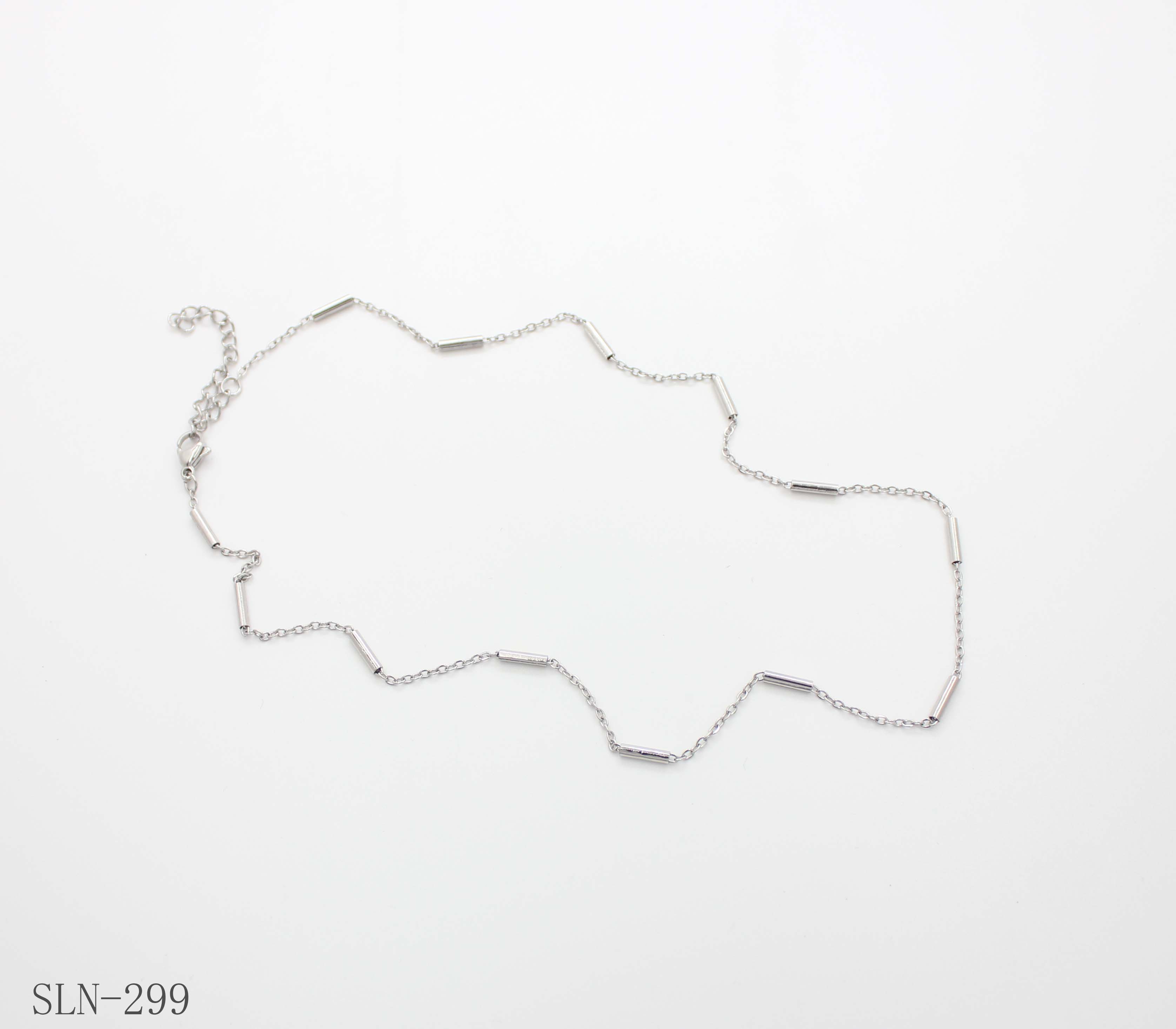 Geometric Tube Bar Segmented Cable Chain | Solid Stainless Steel Vacuum Ion Silver Plated Minimalist Women Blank Stacking Clavicle Chain Wholesale