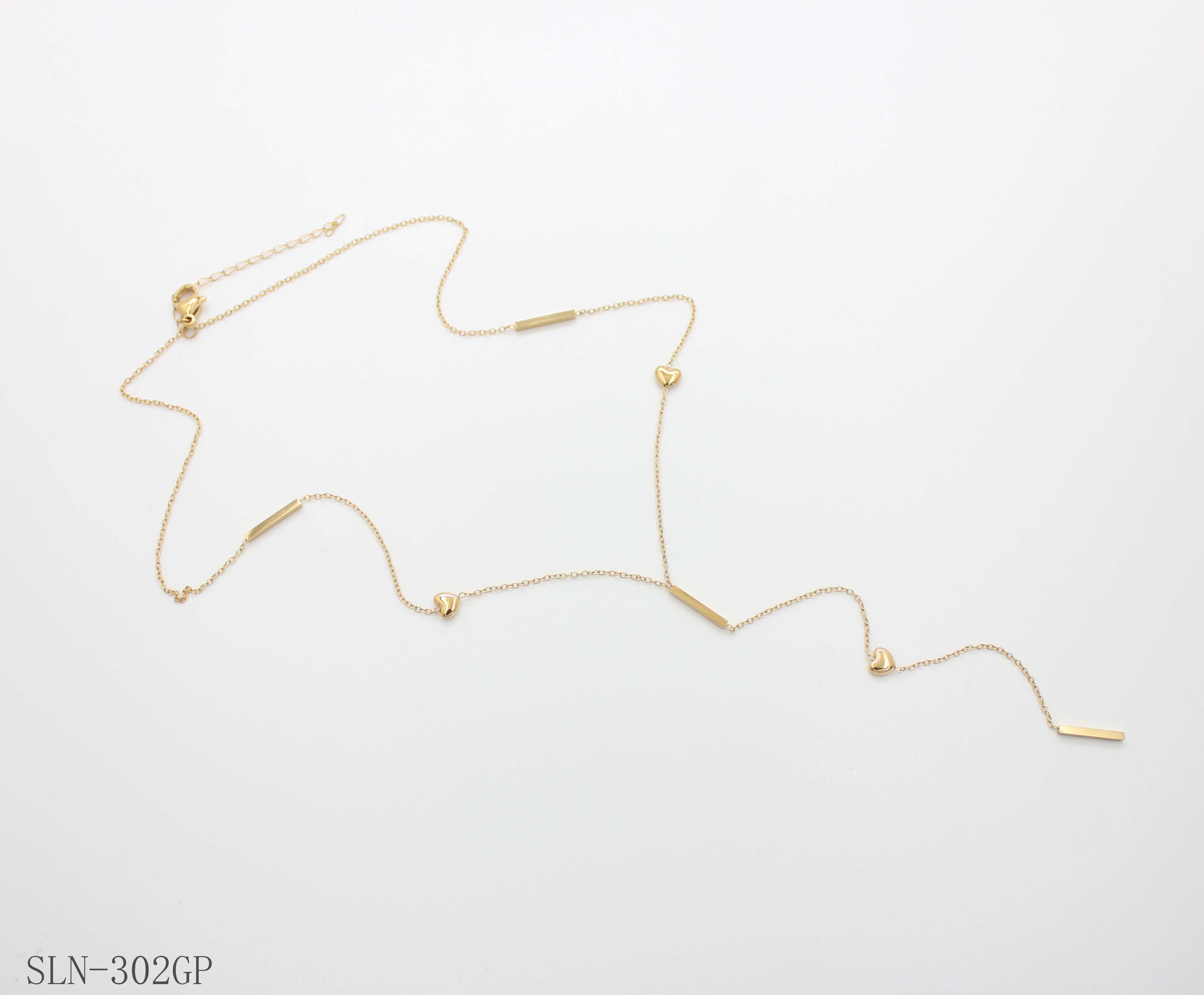 Asymmetric Heart Tube Bar Y Drop Lariat Necklace | Solid Stainless Steel Vacuum Ion Gold Plated Romantic Mixed Station Women Clavicle Chain Factory Wholesale