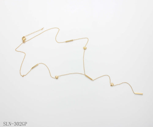 Asymmetric Heart Tube Bar Y Drop Lariat Necklace | Solid Stainless Steel Vacuum Ion Gold Plated Romantic Mixed Station Women Clavicle Chain Factory Wholesale