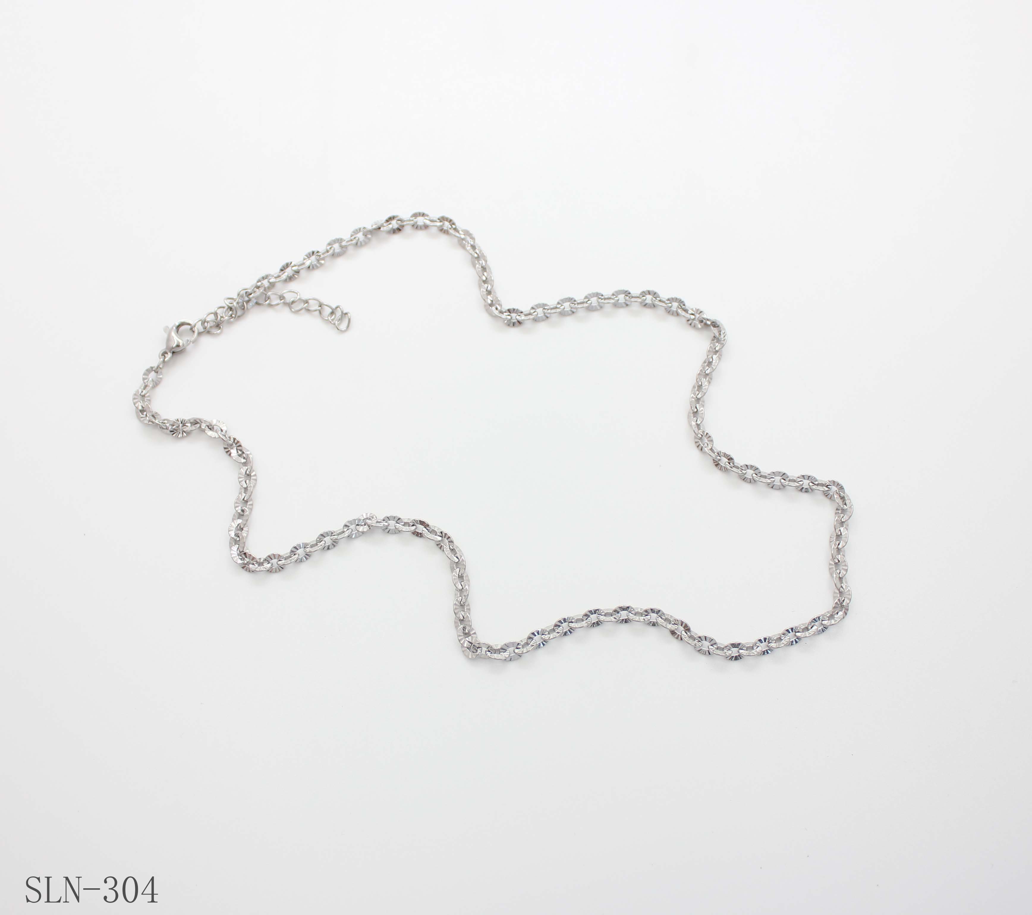 Diamond Cut Sparkling Fan Link Blank Chain | Solid Stainless Steel Vacuum Ion Silver Plated Reflective Dainty Women Stacking Clavicle Chain Factory Wholesale