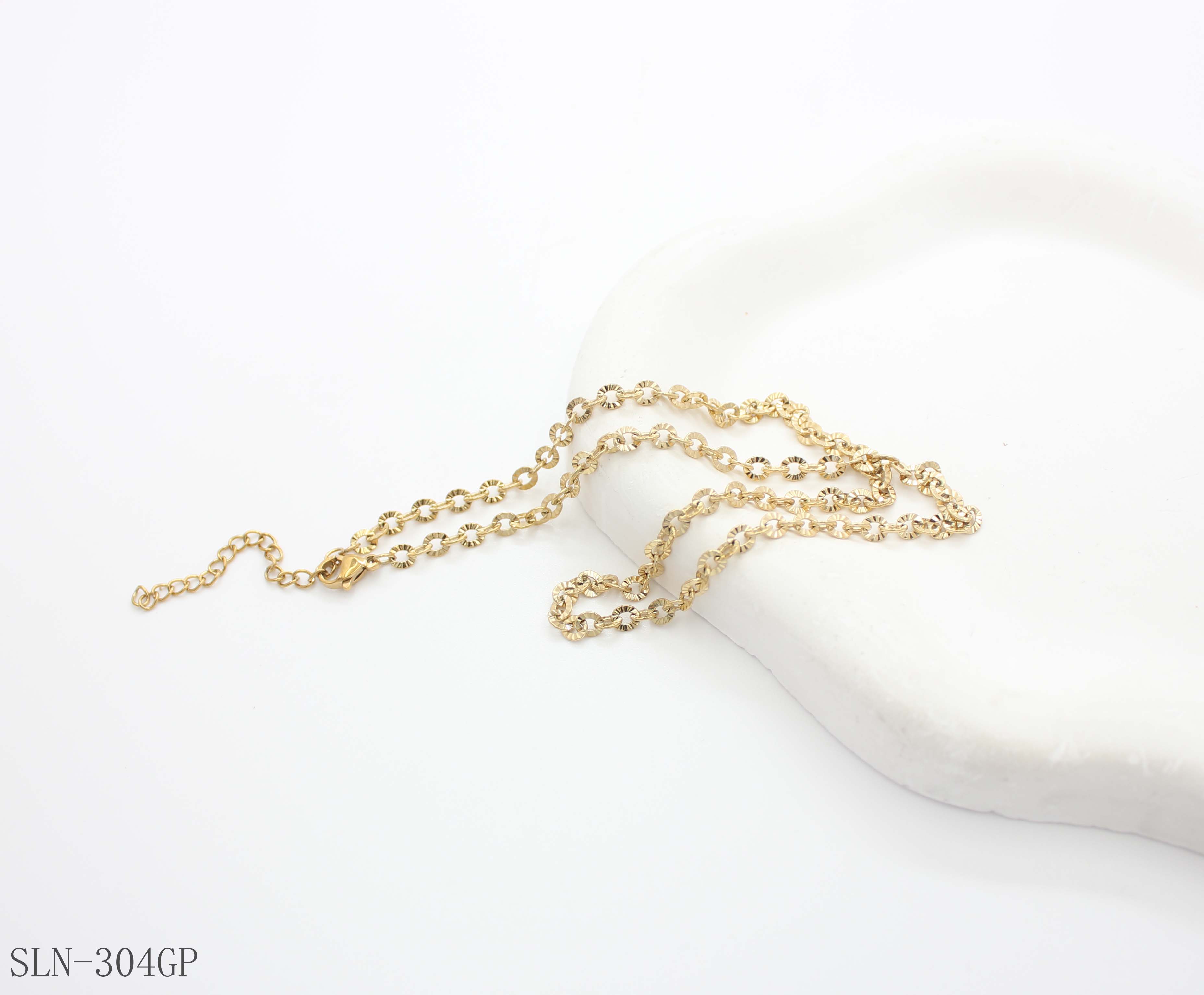 Sparkly Flower-Cut Fan Link Basic Chain | Solid Stainless Steel Vacuum Ion Gold Plated Faceted Reflective Women Layering Clavicle Chain Bulk Wholesale