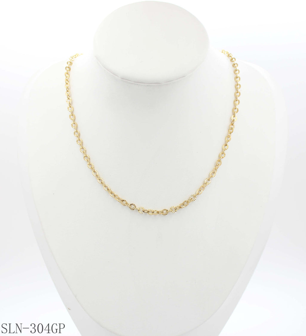 Sparkly Flower-Cut Fan Link Basic Chain | Solid Stainless Steel Vacuum Ion Gold Plated Faceted Reflective Women Layering Clavicle Chain Bulk Wholesale