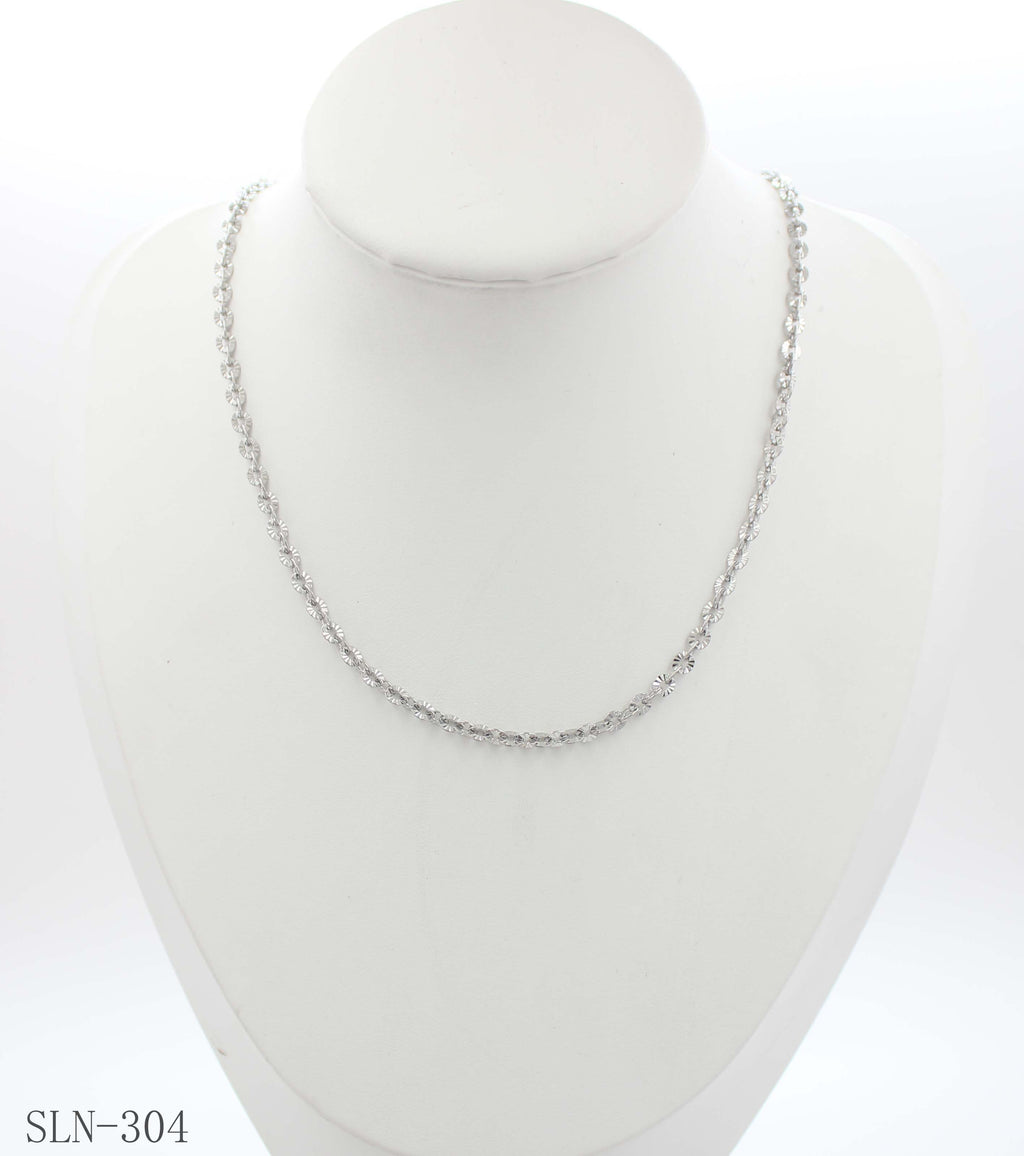 Diamond Cut Sparkling Fan Link Blank Chain | Solid Stainless Steel Vacuum Ion Silver Plated Reflective Dainty Women Stacking Clavicle Chain Factory Wholesale