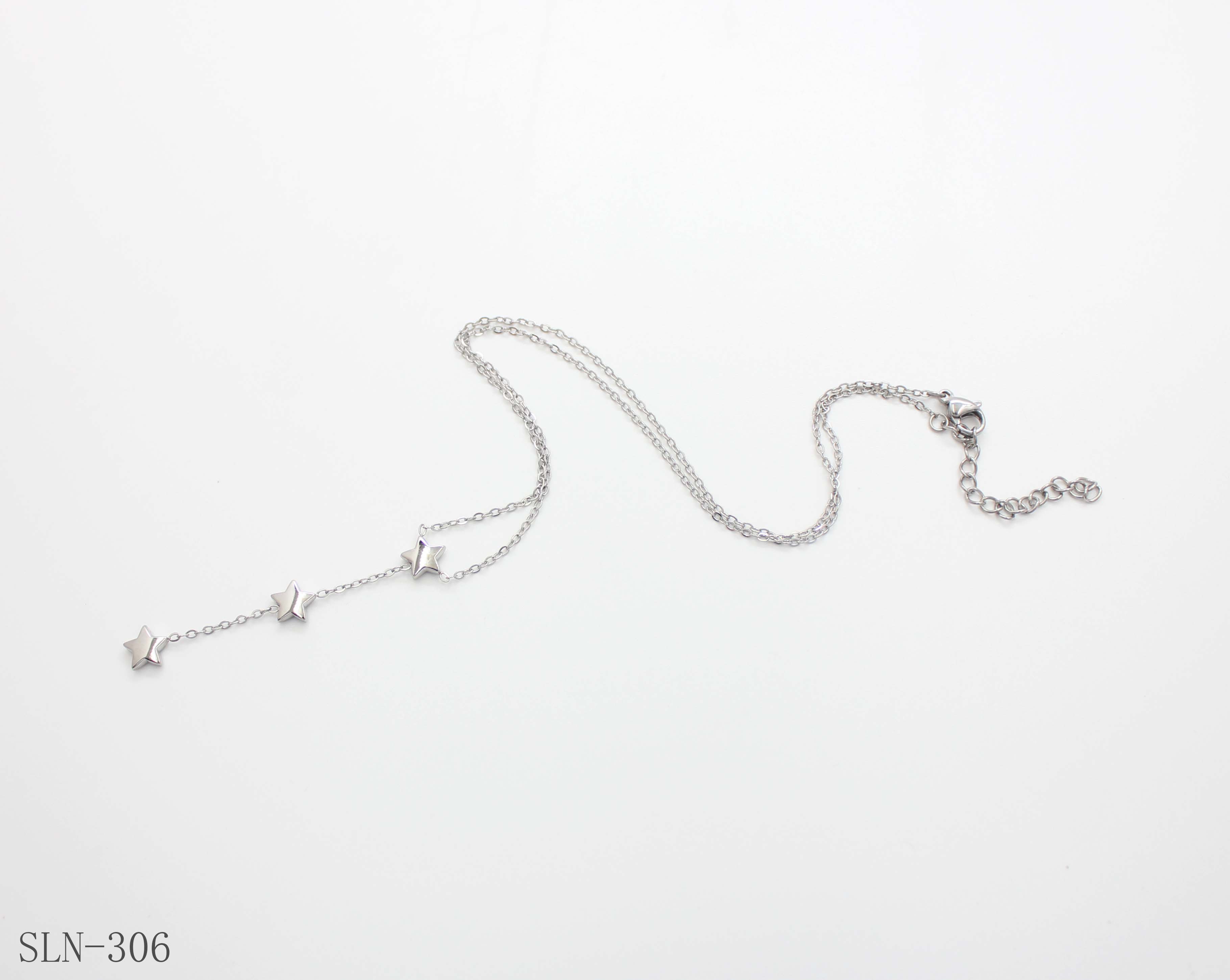 Double Strand Star Tassel Lariat Necklace | Solid Stainless Steel Vacuum Ion Silver Plated Asymmetric Y Drop Women Clavicle Chain Wholesale