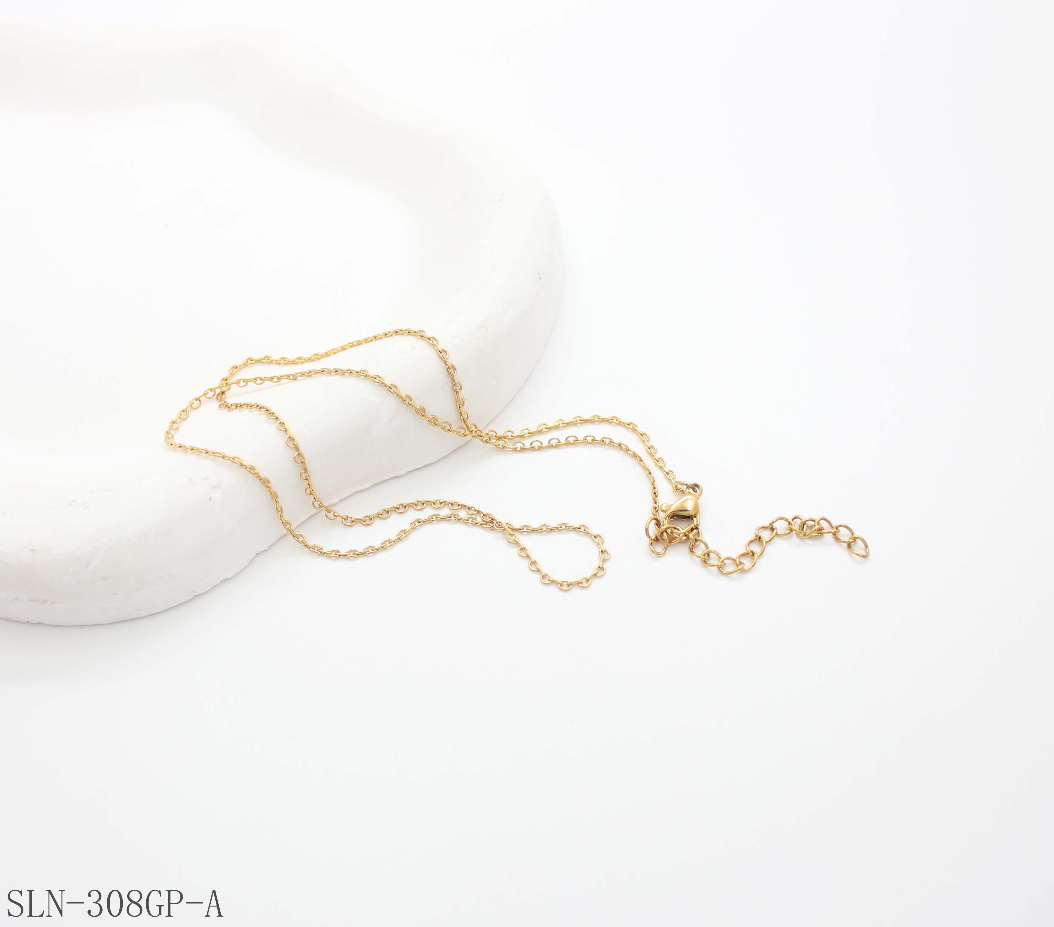 Micro Thin Oval O Link Blank Base Necklace | Solid Stainless Steel Vacuum Ion Gold Plated Smooth Seamless Women DIY Stacking Clavicle Chain Factory Wholesale