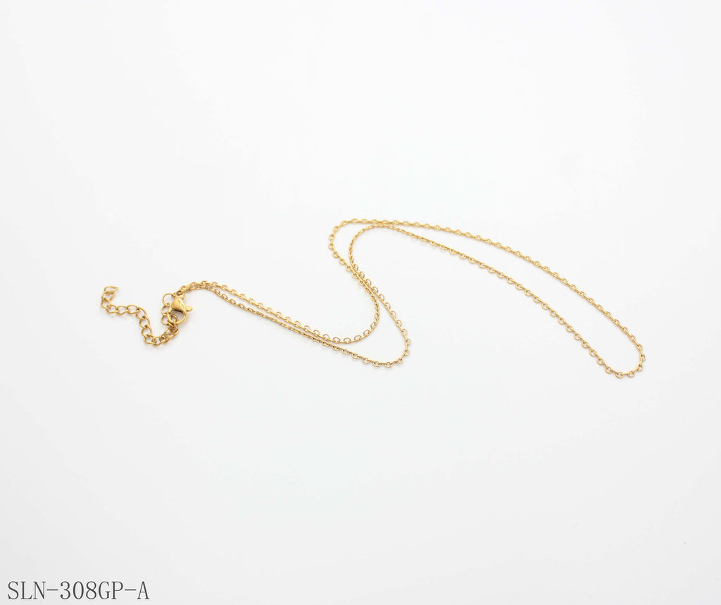 Micro Thin Oval O Link Blank Base Necklace | Solid Stainless Steel Vacuum Ion Gold Plated Smooth Seamless Women DIY Stacking Clavicle Chain Factory Wholesale