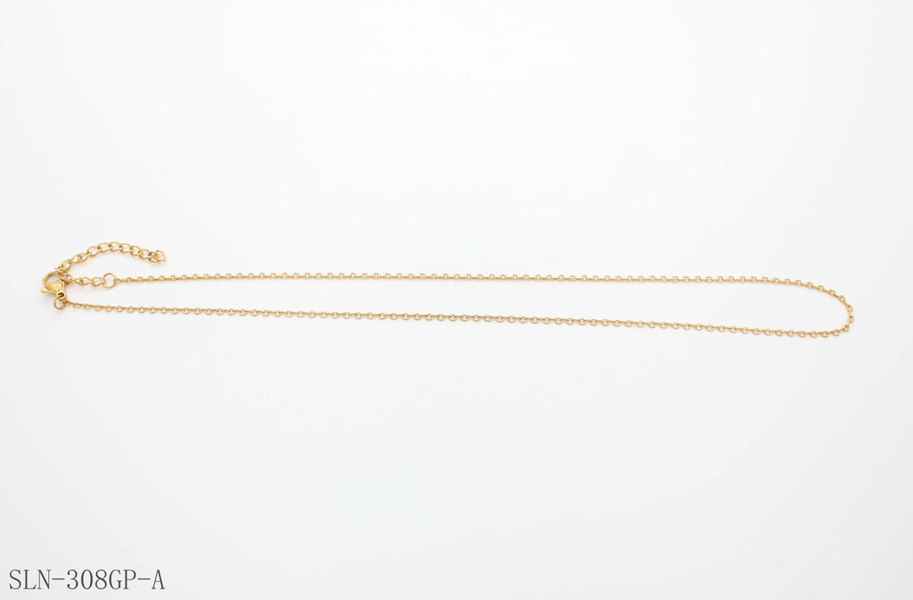 Micro Thin Oval O Link Blank Base Necklace | Solid Stainless Steel Vacuum Ion Gold Plated Smooth Seamless Women DIY Stacking Clavicle Chain Factory Wholesale