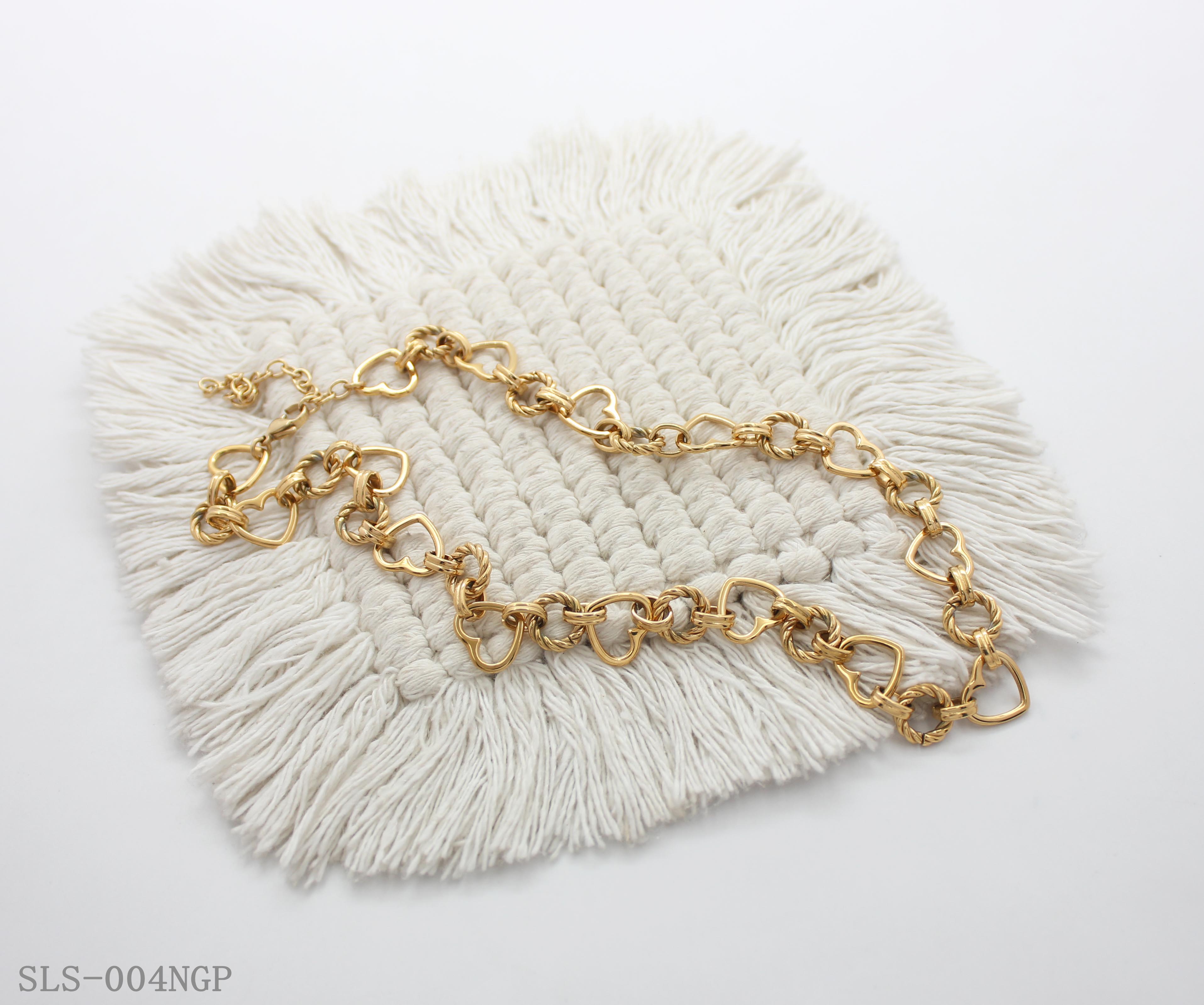 Extender Twisted Rope Open Heart Alternating Link Gold Plated Stainless Steel Choker Necklace | Factory Direct Wholesale