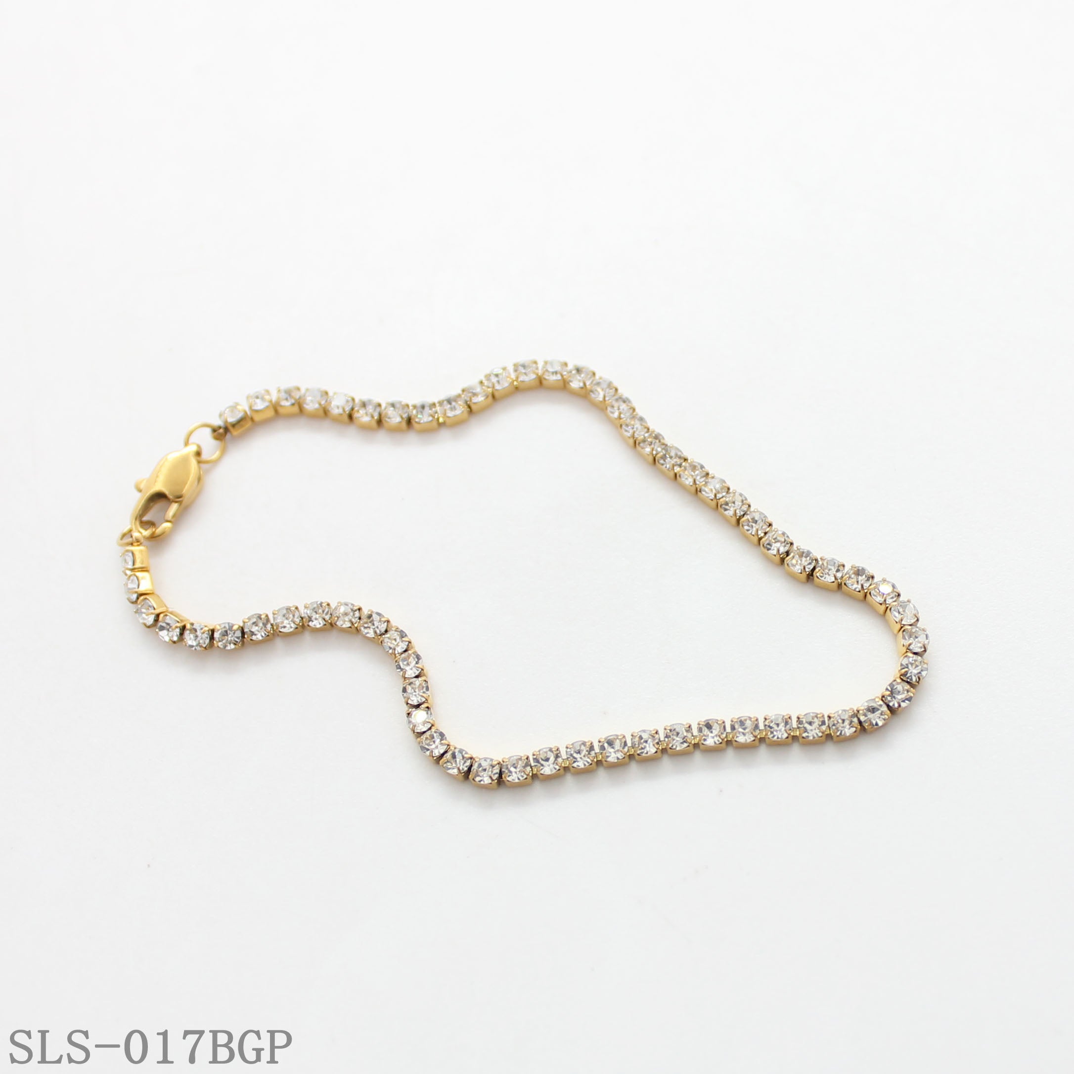 2‑Tone Vacuum Gold Plated & Polished Silver Stainless Steel Full‑Paved Round Crystal Dainty Tennis Bracelet | Factory Direct Wholesale