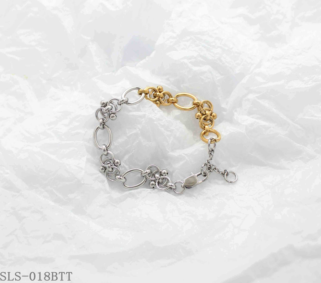 Matching Collection Floral Intertwined Two-Tone Stainless Steel Adjustable Vintage Bracelet | Factory Direct Wholesale