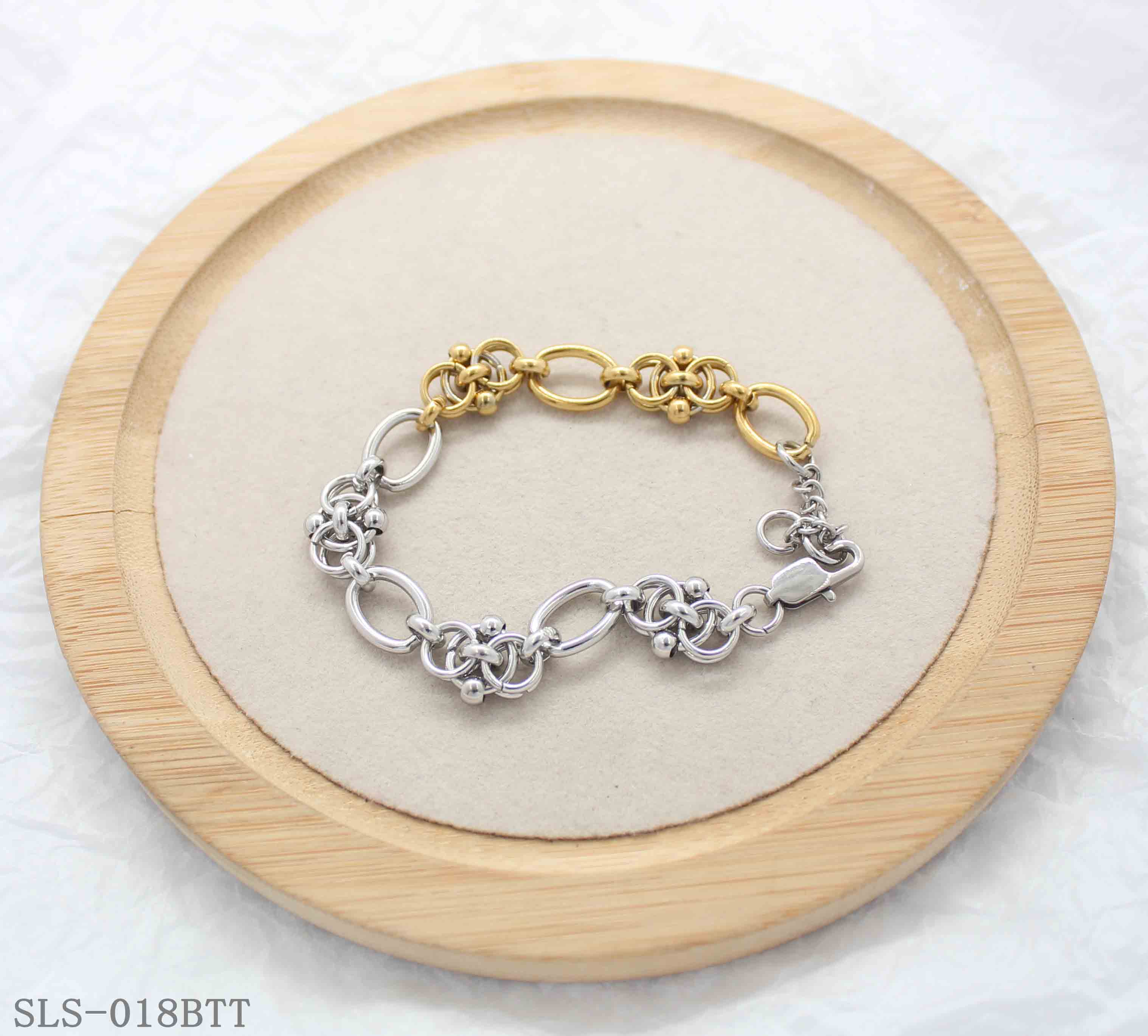 Matching Collection Floral Intertwined Two-Tone Stainless Steel Adjustable Vintage Bracelet | Factory Direct Wholesale