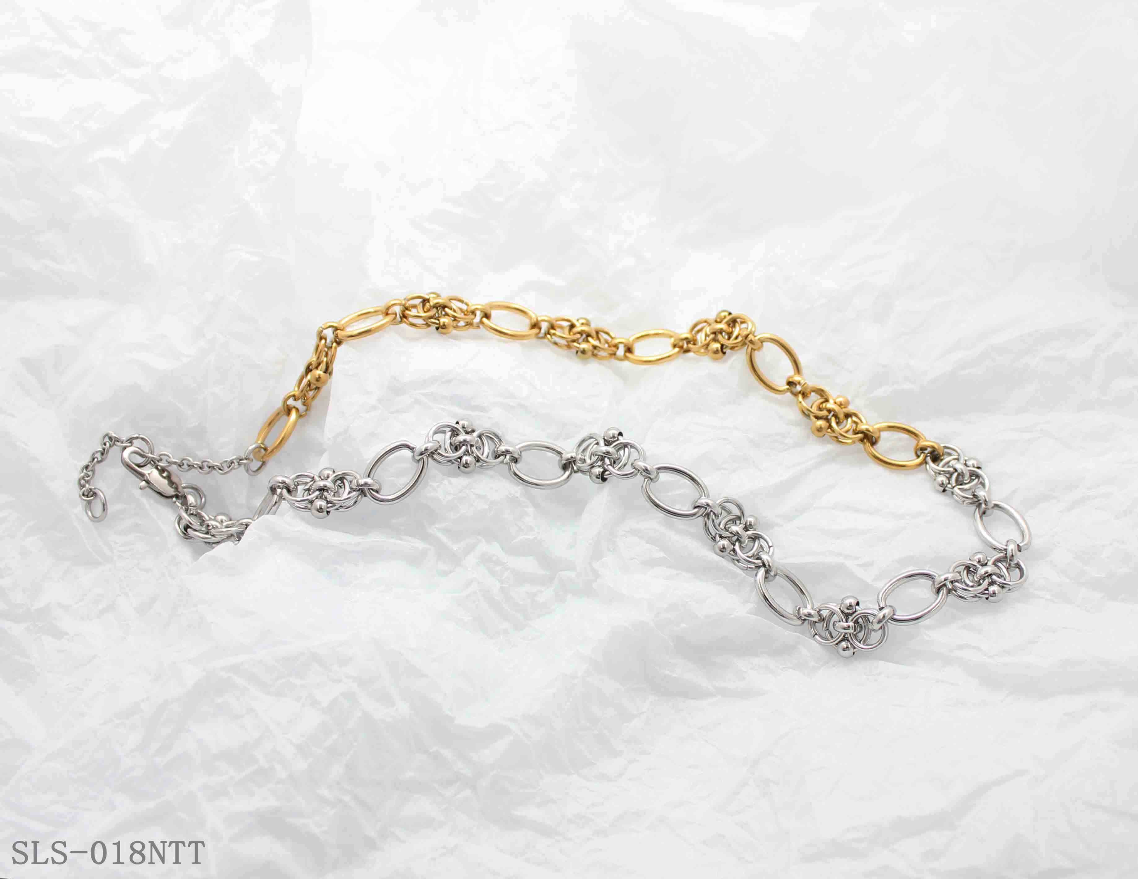 Floral Intertwined Oval Two-Tone Stainless Steel Adjustable Vintage Necklace | Factory Direct Wholesale