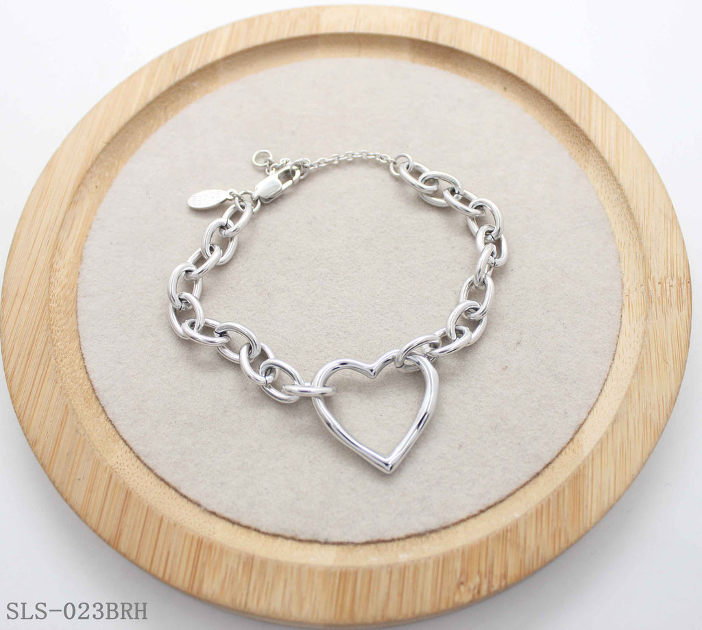 Open Heart Charm Chunky Oval Link Adjustable Stainless Steel Sweet-Edgy Bracelet | Factory Direct Wholesale