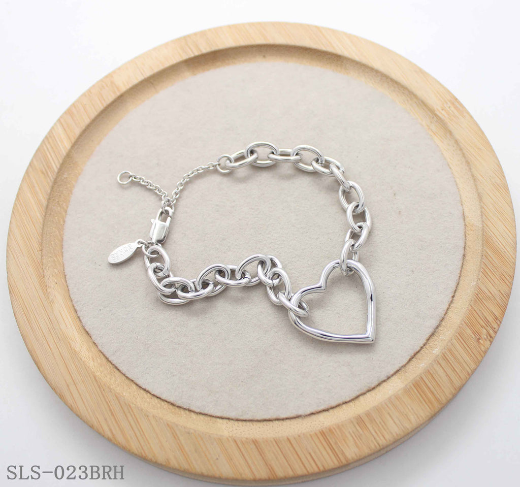 Open Heart Charm Chunky Oval Link Adjustable Stainless Steel Sweet-Edgy Bracelet | Factory Direct Wholesale
