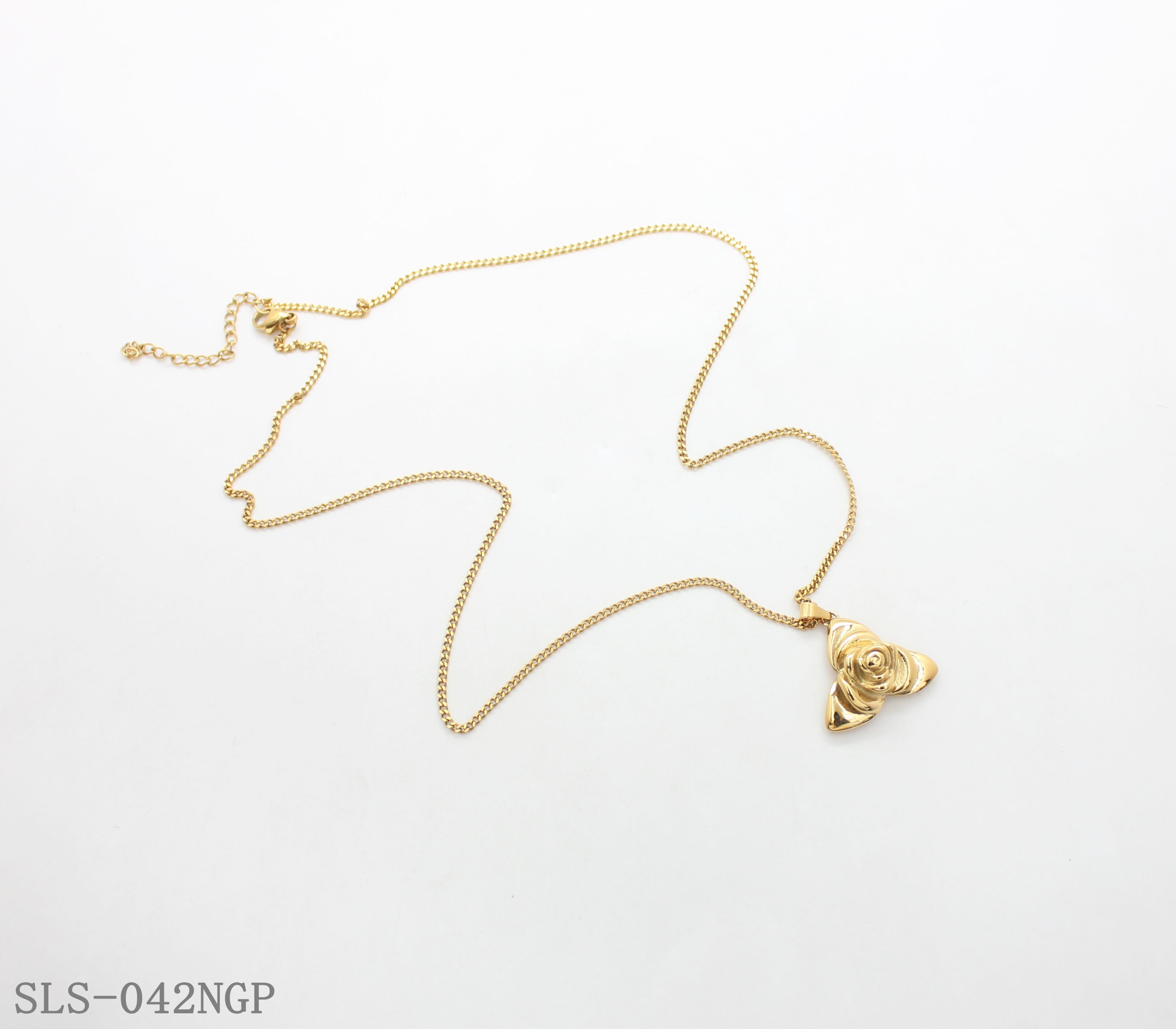 Extender 3D Embossed Rose Pendant Box Chain Gold Plated Stainless Steel Matching Necklace | Factory Direct Wholesale