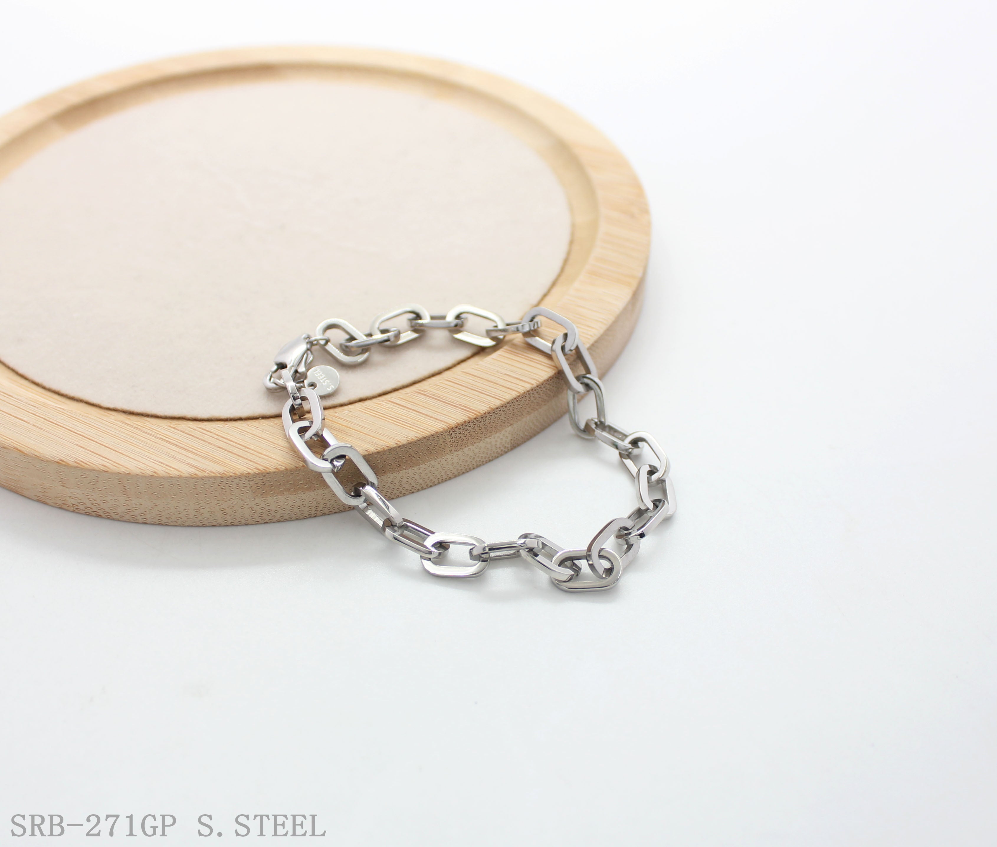 Bold Square Paperclip Link Stainless Steel Lobster Clasp Minimalist Bracelet | Factory Direct Wholesale