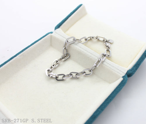 Bold Square Paperclip Link Stainless Steel Lobster Clasp Minimalist Bracelet | Factory Direct Wholesale