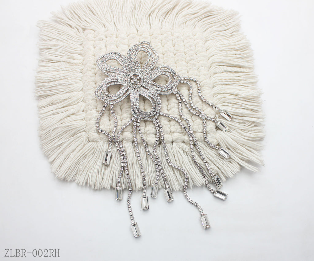 Antique Silver Full‑Paved Crystal 3D Lily Floral Statement Brooch | Factory Direct Wholesale