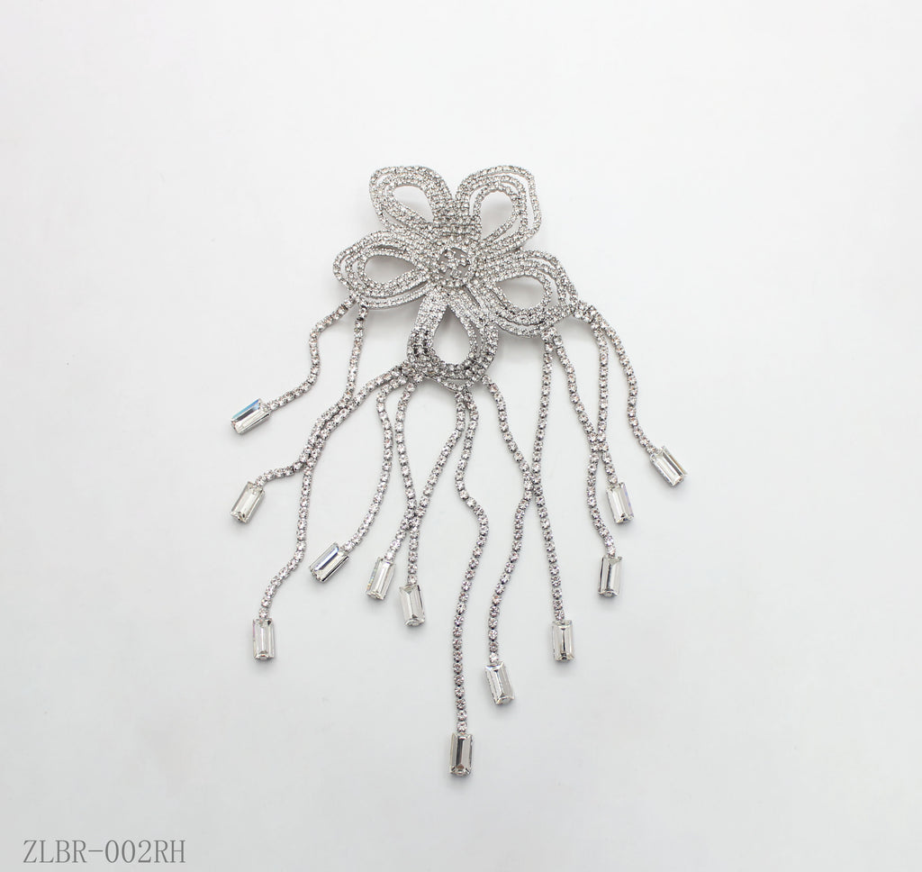 Antique Silver Full‑Paved Crystal 3D Lily Floral Statement Brooch | Factory Direct Wholesale