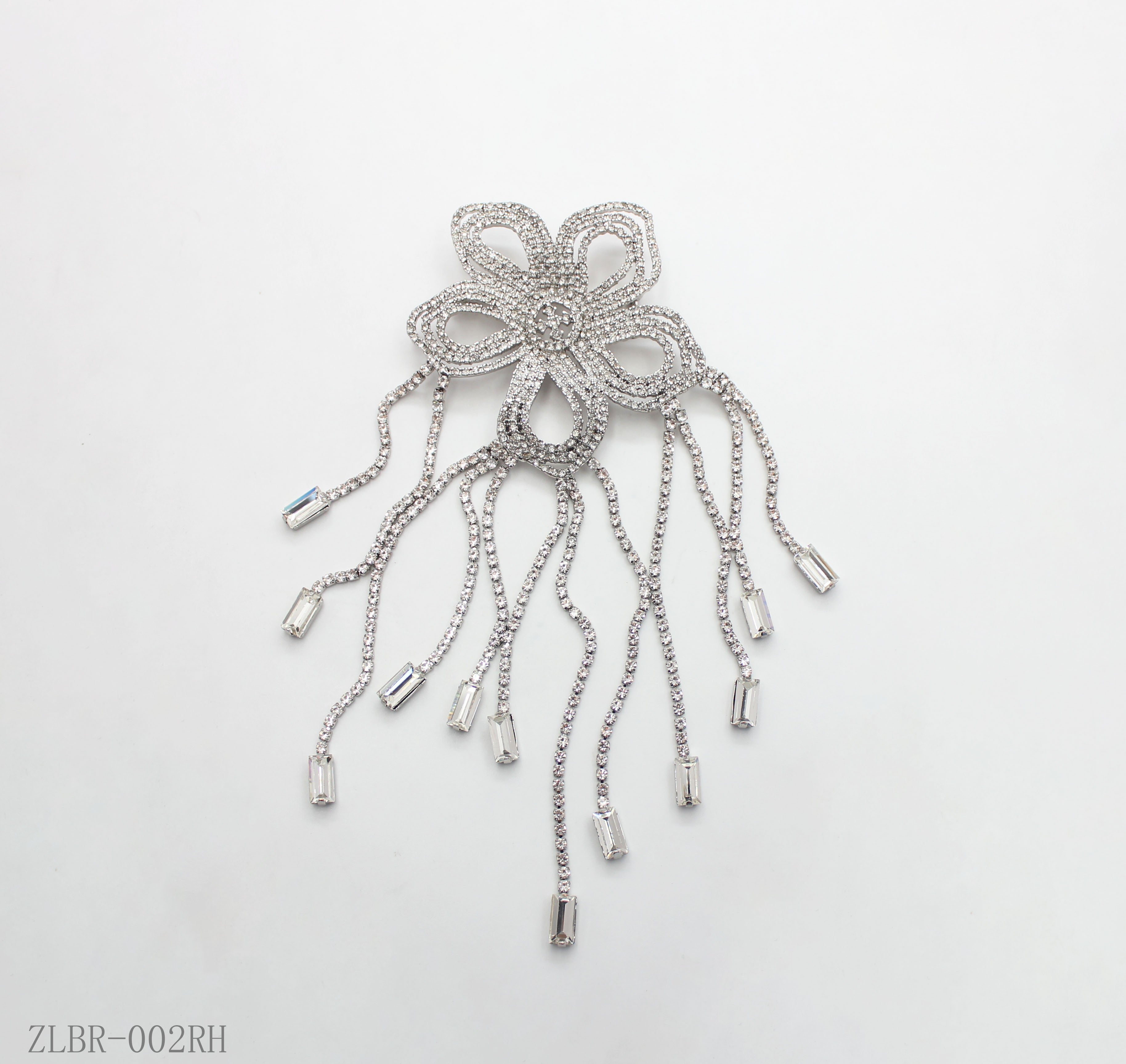 Antique Silver Full‑Paved Crystal 3D Lily Floral Statement Brooch | Factory Direct Wholesale