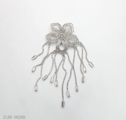 Antique Silver Full‑Paved Crystal 3D Lily Floral Statement Brooch | Factory Direct Wholesale