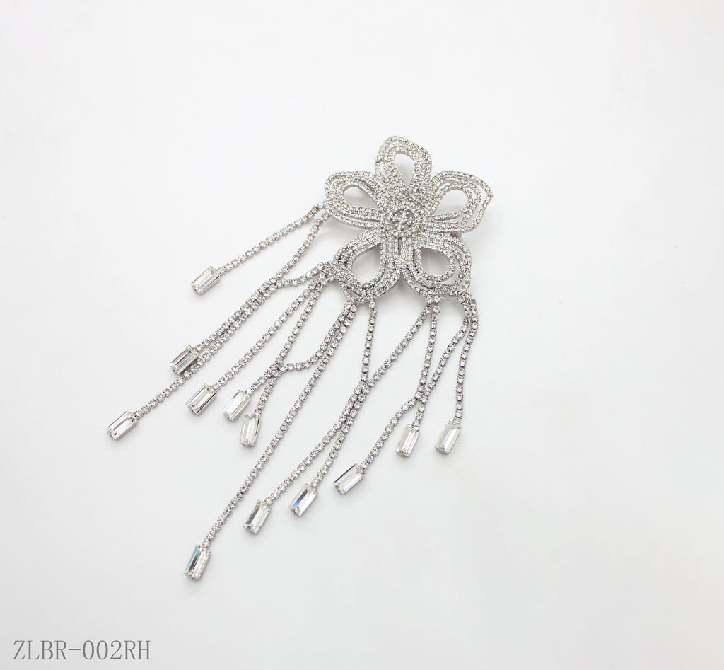 Antique Silver Full‑Paved Crystal 3D Lily Floral Statement Brooch | Factory Direct Wholesale
