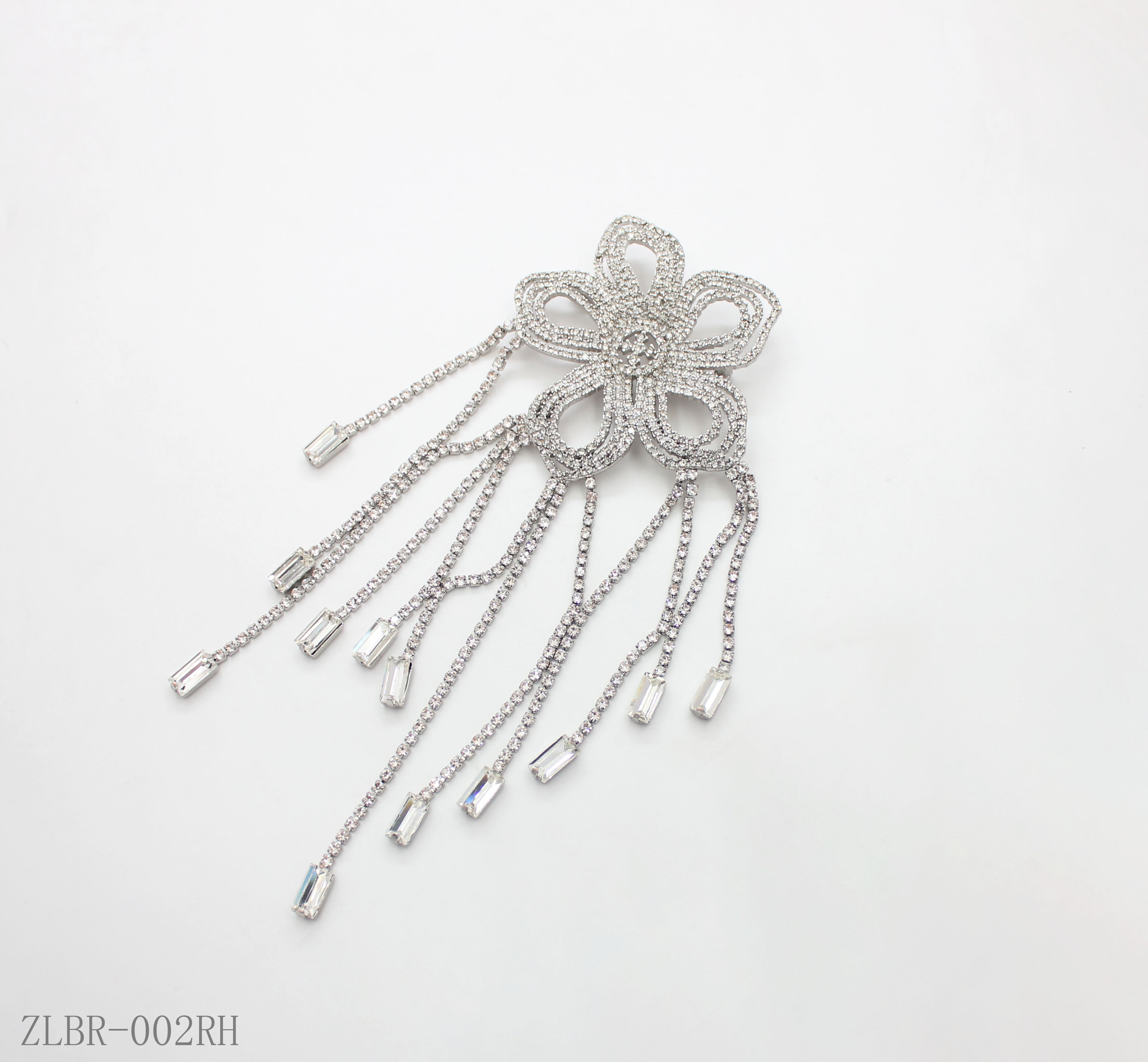 Antique Silver Full‑Paved Crystal 3D Lily Floral Statement Brooch | Factory Direct Wholesale
