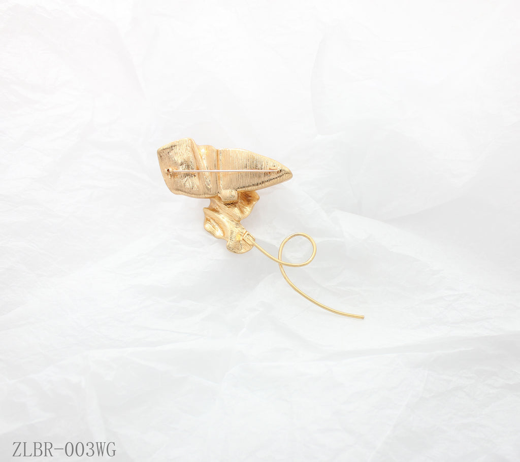 Matte Gold Sculptural Wavy Petal Abstract Flower Statement Brooch | Factory Direct Wholesale
