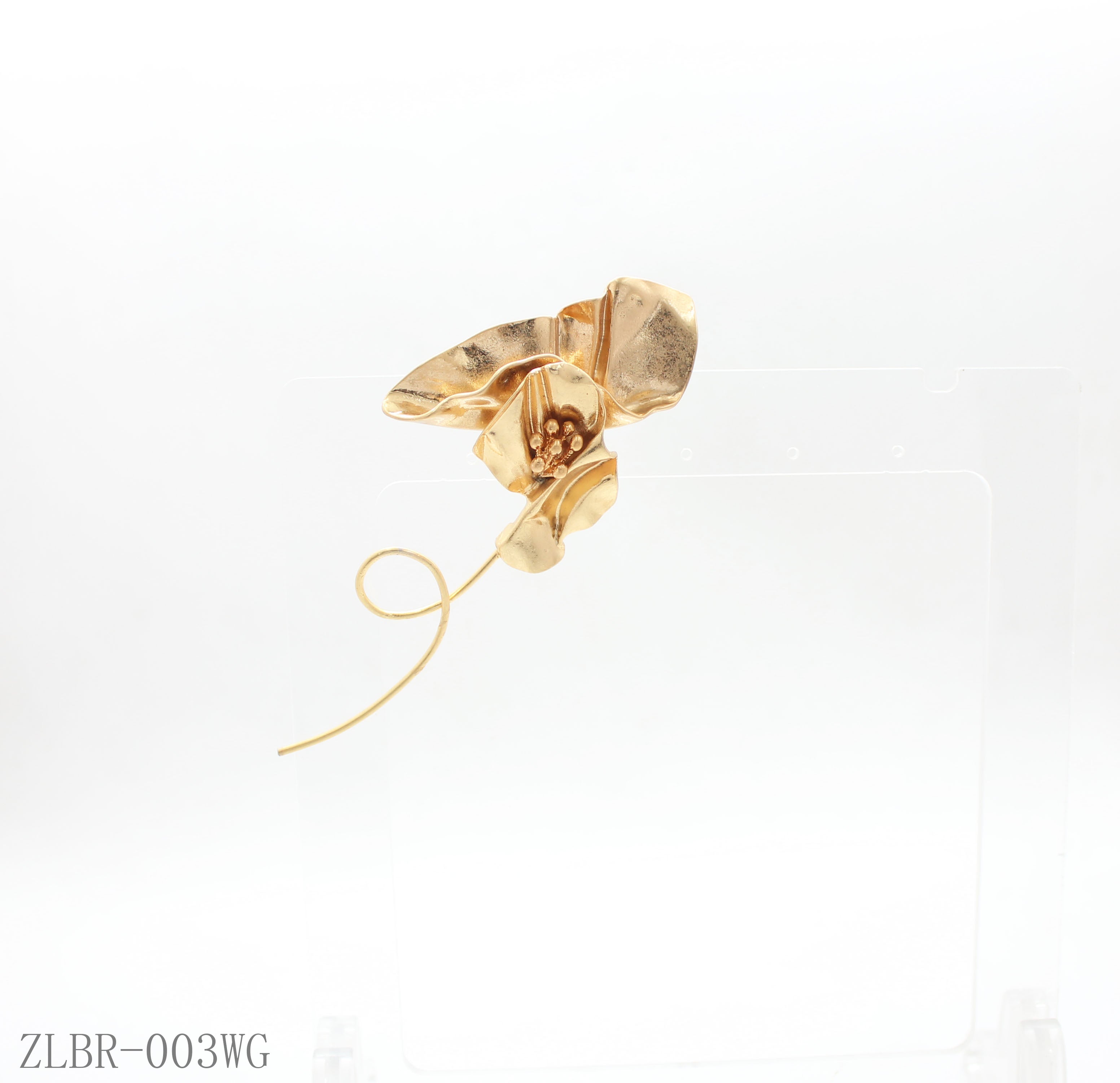 Matte Gold Sculptural Wavy Petal Abstract Flower Statement Brooch | Factory Direct Wholesale