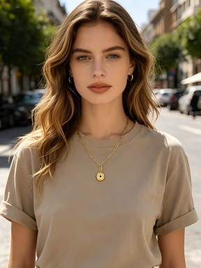 Equal‑Size Paperclip Chain Scattered Tiny Star‑Moon Charms Vacuum Gold Plated Stainless Steel Everyday Necklace | Factory Direct Wholesale